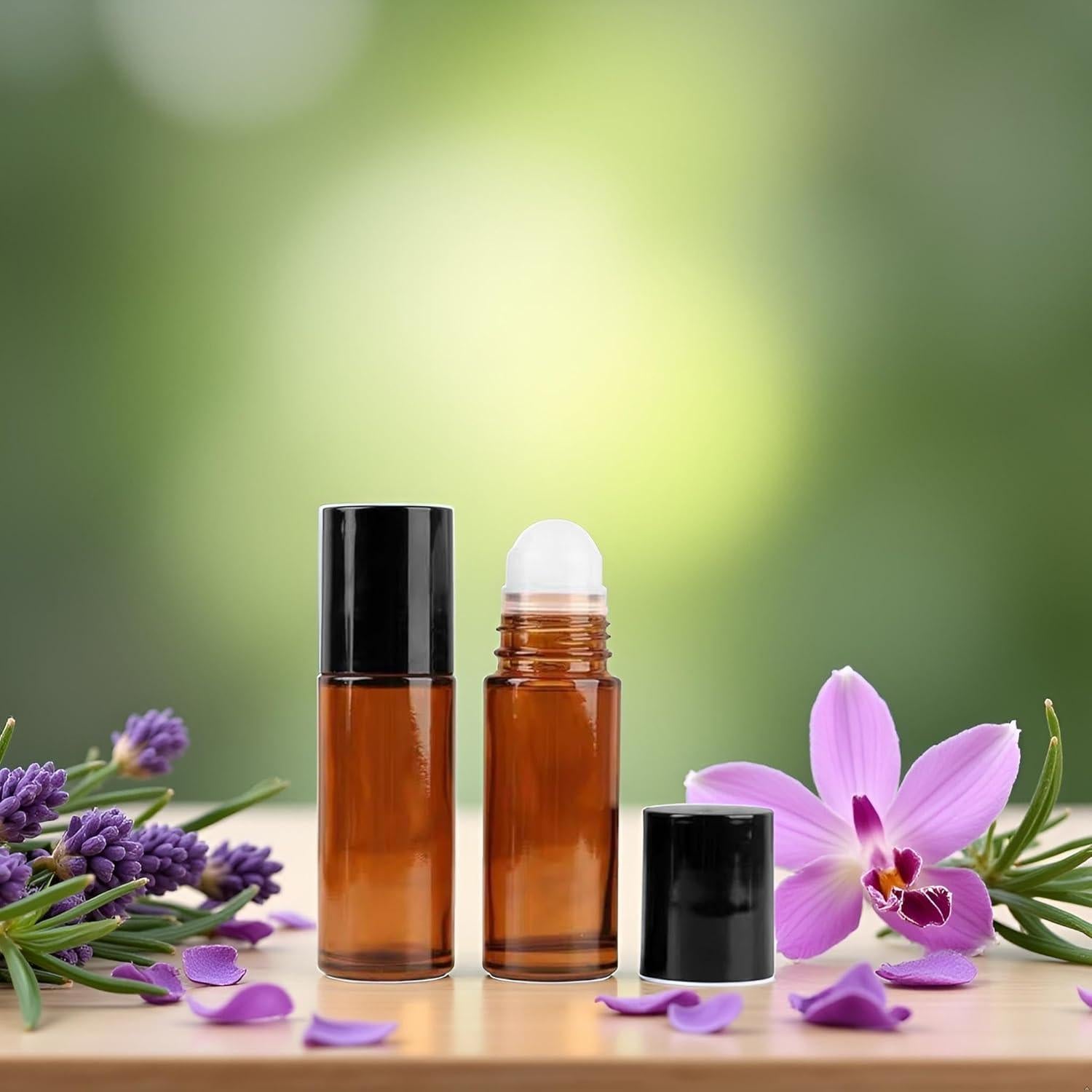 2 Botellas de Vidrio Marrón 50ml con Rodillo WLngtv