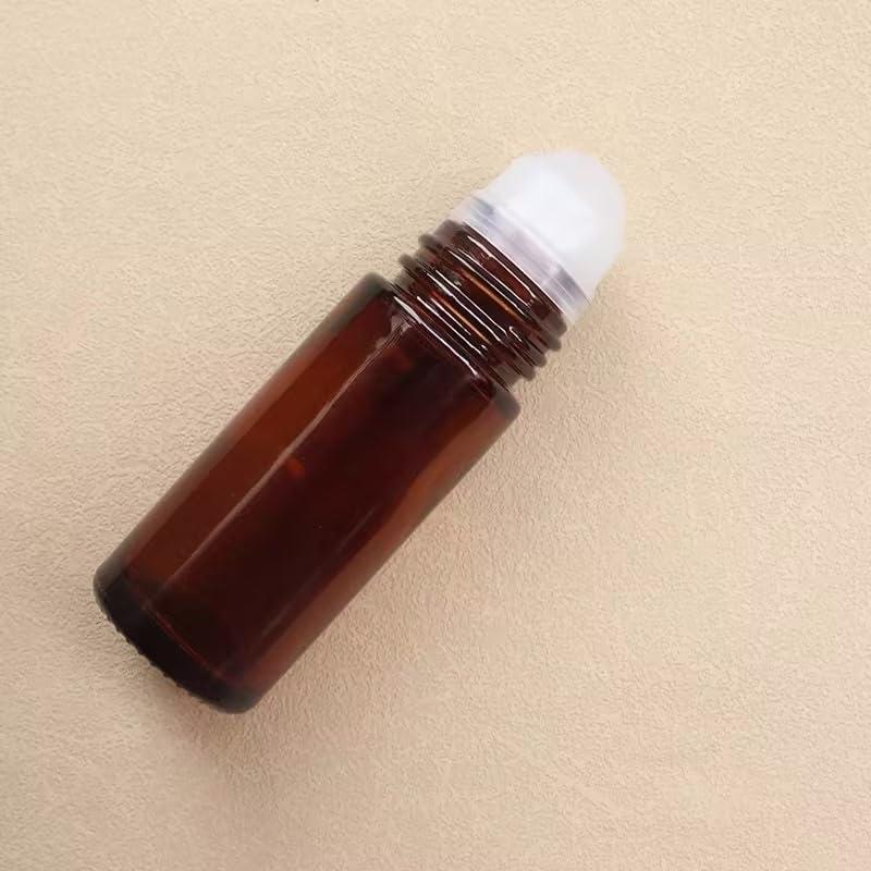 2 Botellas de Vidrio Marrón 50ml con Rodillo WLngtv