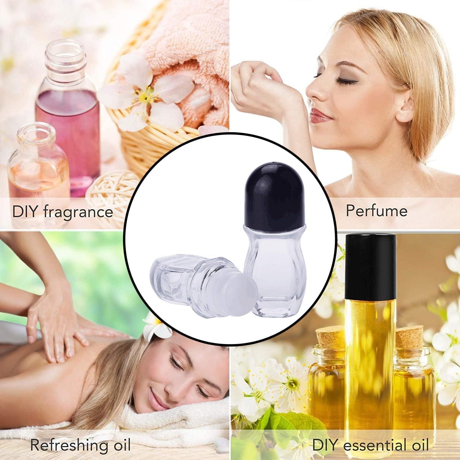 2 Botellas de Vidrio Negro 50ml con Rodillo para Aceites