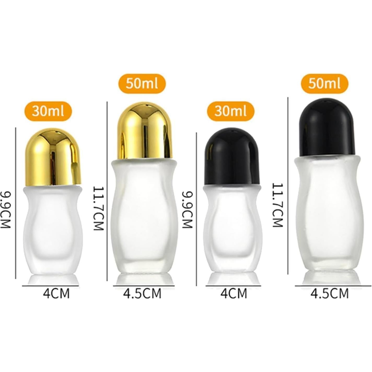 2 Botellas de Vidrio Negro 50ml con Rodillo para Aceites