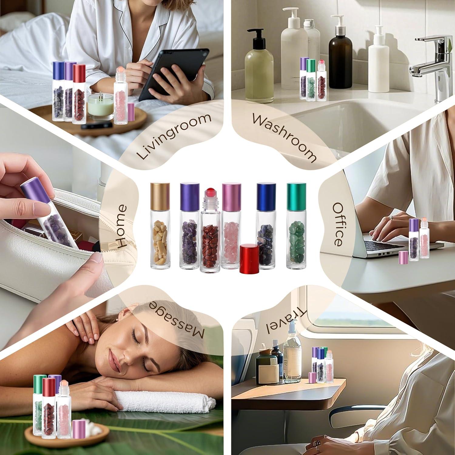 Botellas de Rodillo de Aceite Esencial SESENSE 10ml Multicolor 6 Pzas