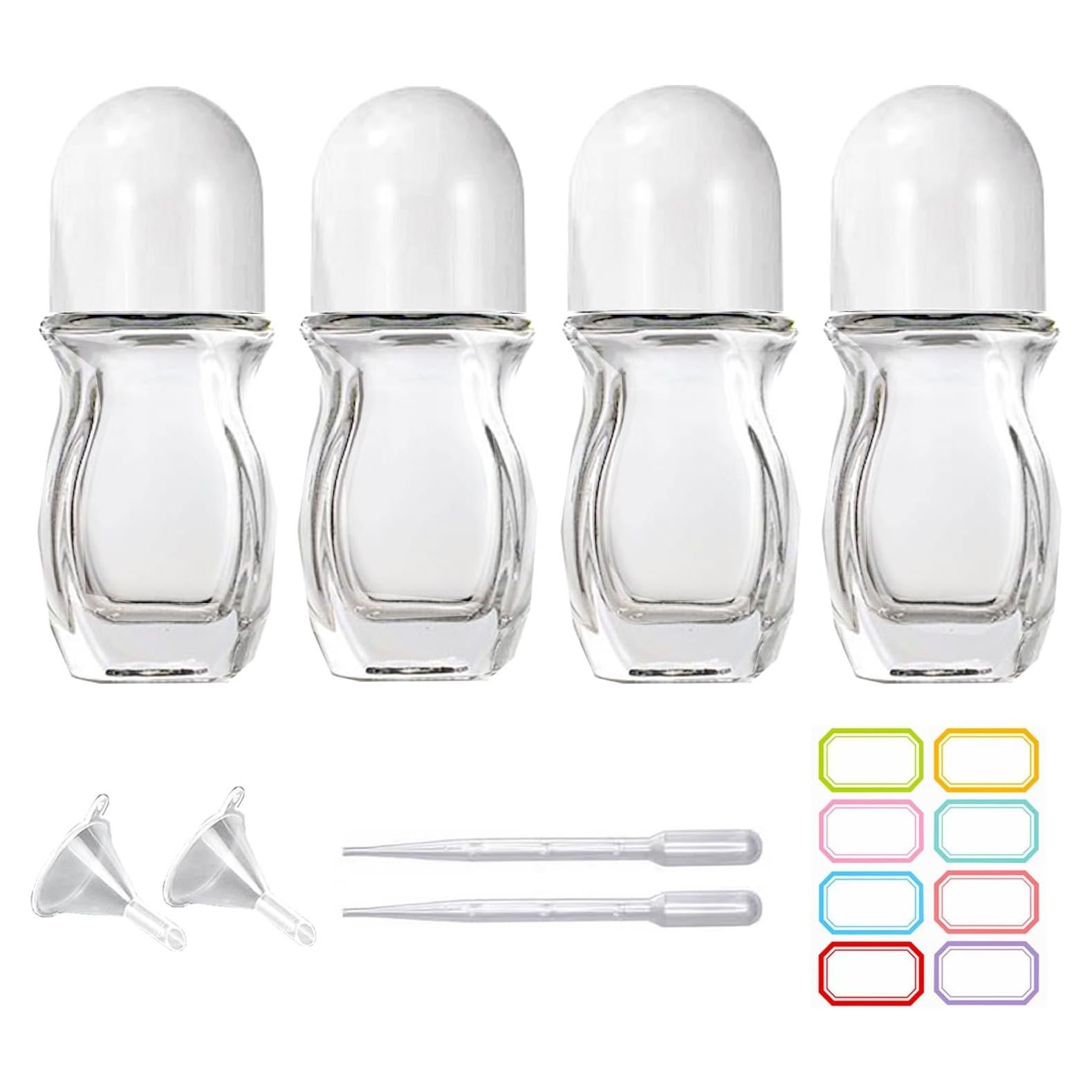 Paquete de 4 botellas de vidrio 30ml PYAWI con tapa blanca