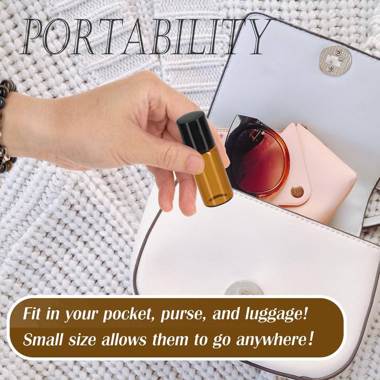 Botellas de Rodillo de 3ml ZEJIA - Paquete de 12 Vidrio Ámbar