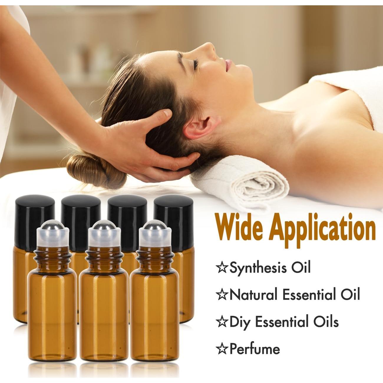 Botellas de Rodillo de 3ml ZEJIA - Paquete de 12 Vidrio Ámbar