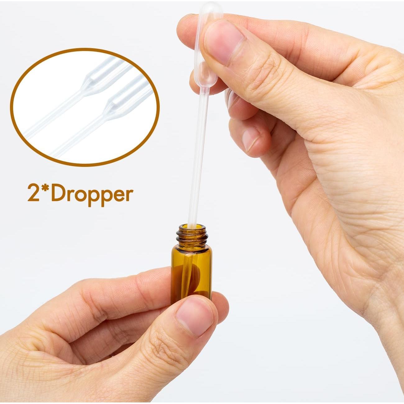 Botellas de Rodillo de 3ml ZEJIA - Paquete de 12 Vidrio Ámbar