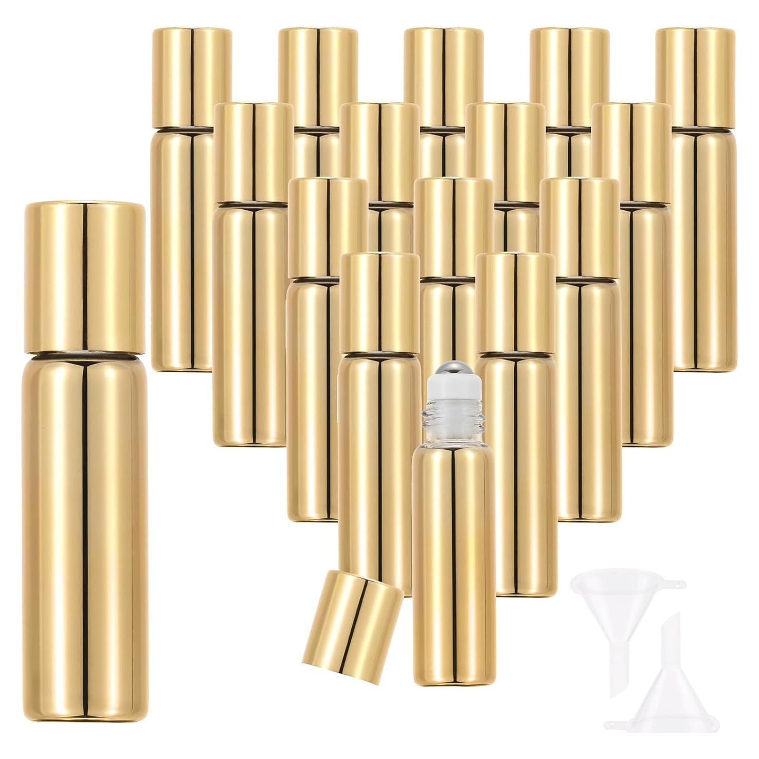Kesell 16 Botellas de Vidrio Roll-On 5ml Oro para Aceites