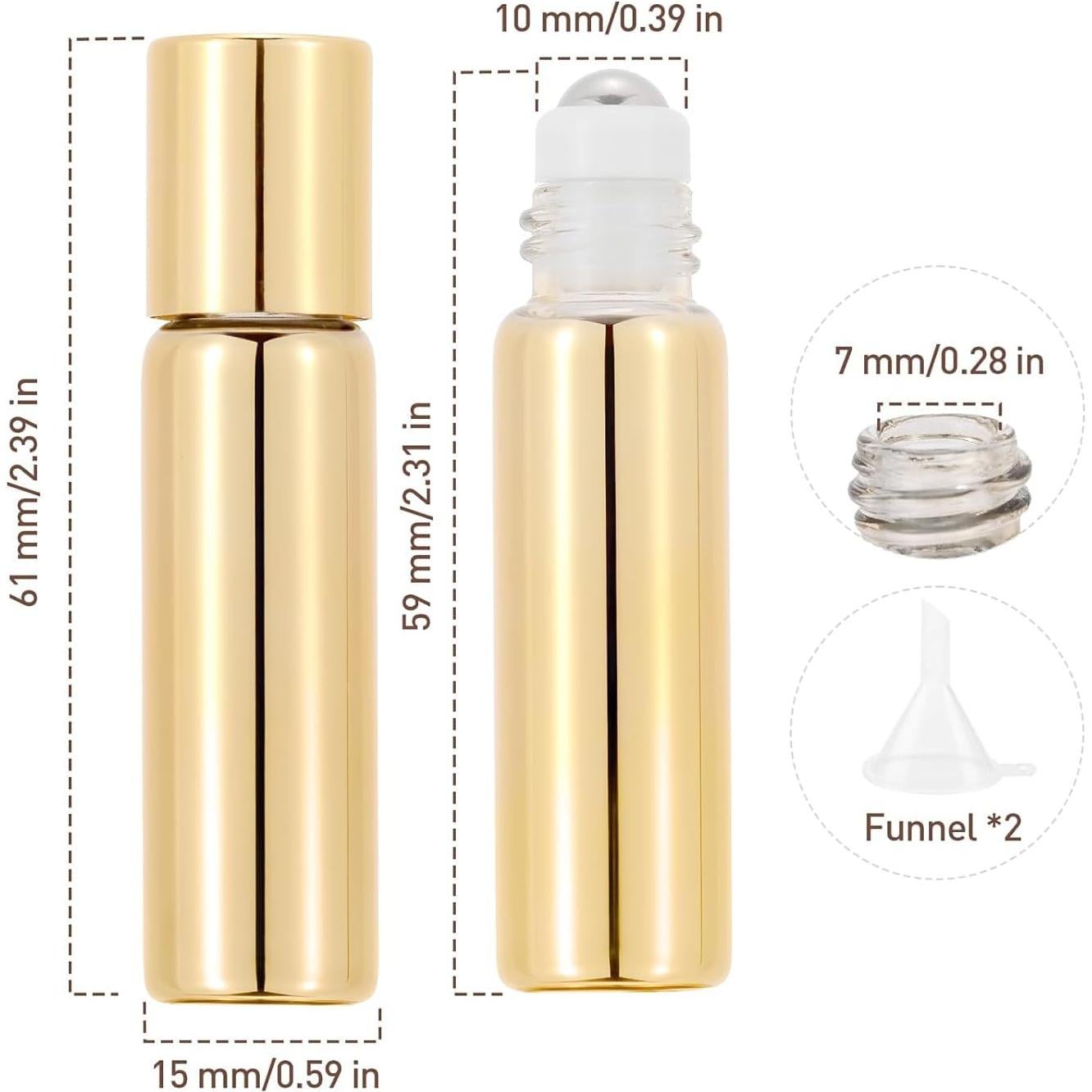 Kesell 16 Botellas de Vidrio Roll-On 5ml Oro para Aceites