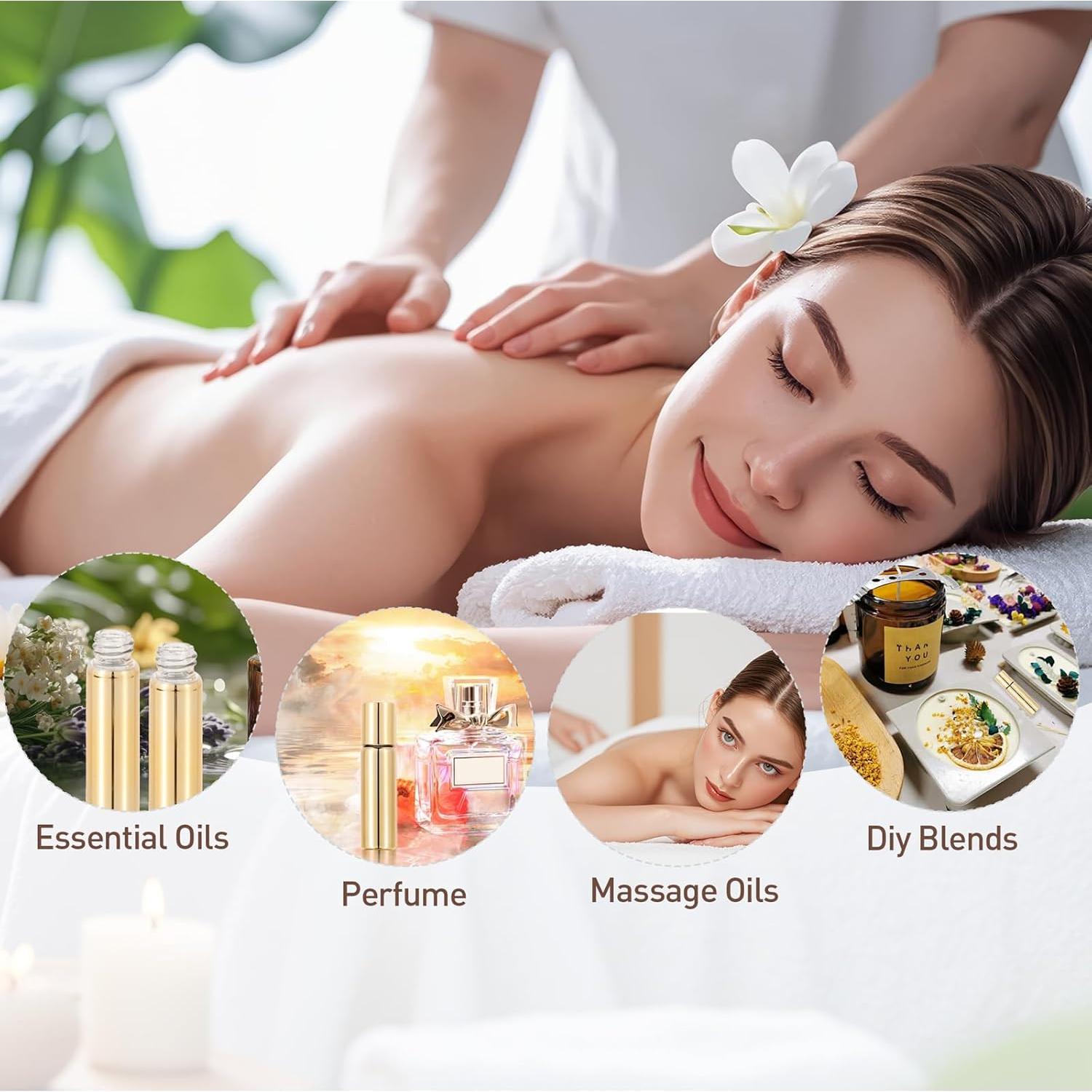 Kesell 16 Botellas de Vidrio Roll-On 5ml Oro para Aceites