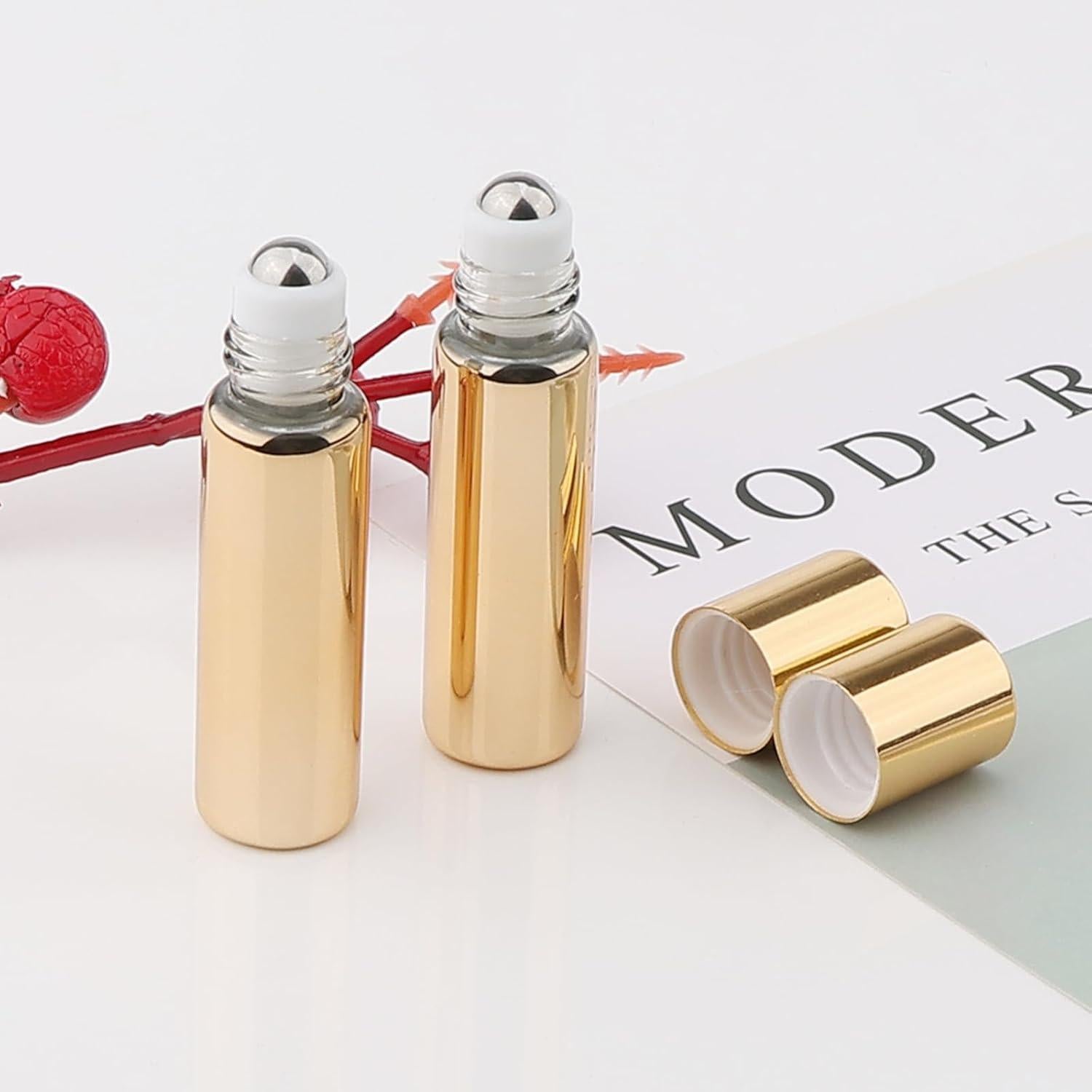 Kesell 16 Botellas de Vidrio Roll-On 5ml Oro para Aceites