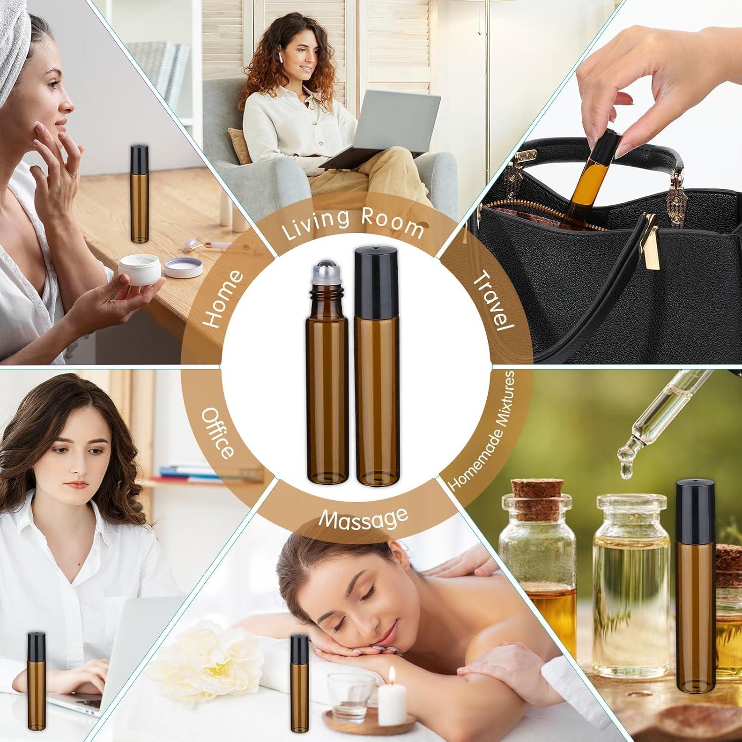 10 Botellas de Aceite Esencial 10ml Tucnoeu con Rodillo