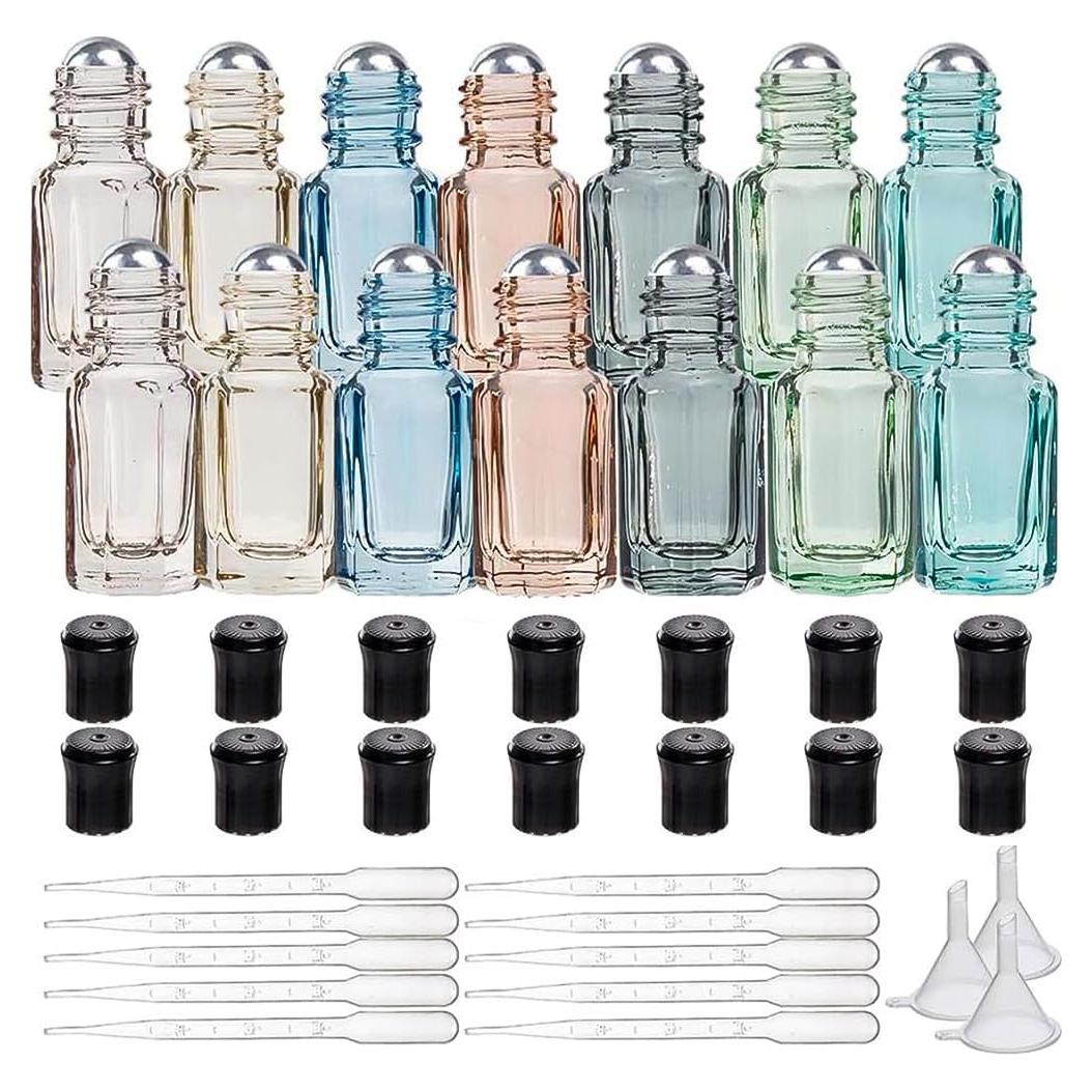 14 Botellas de Rodillo de Vidrio 3ml BENECREAT Aromaterapia