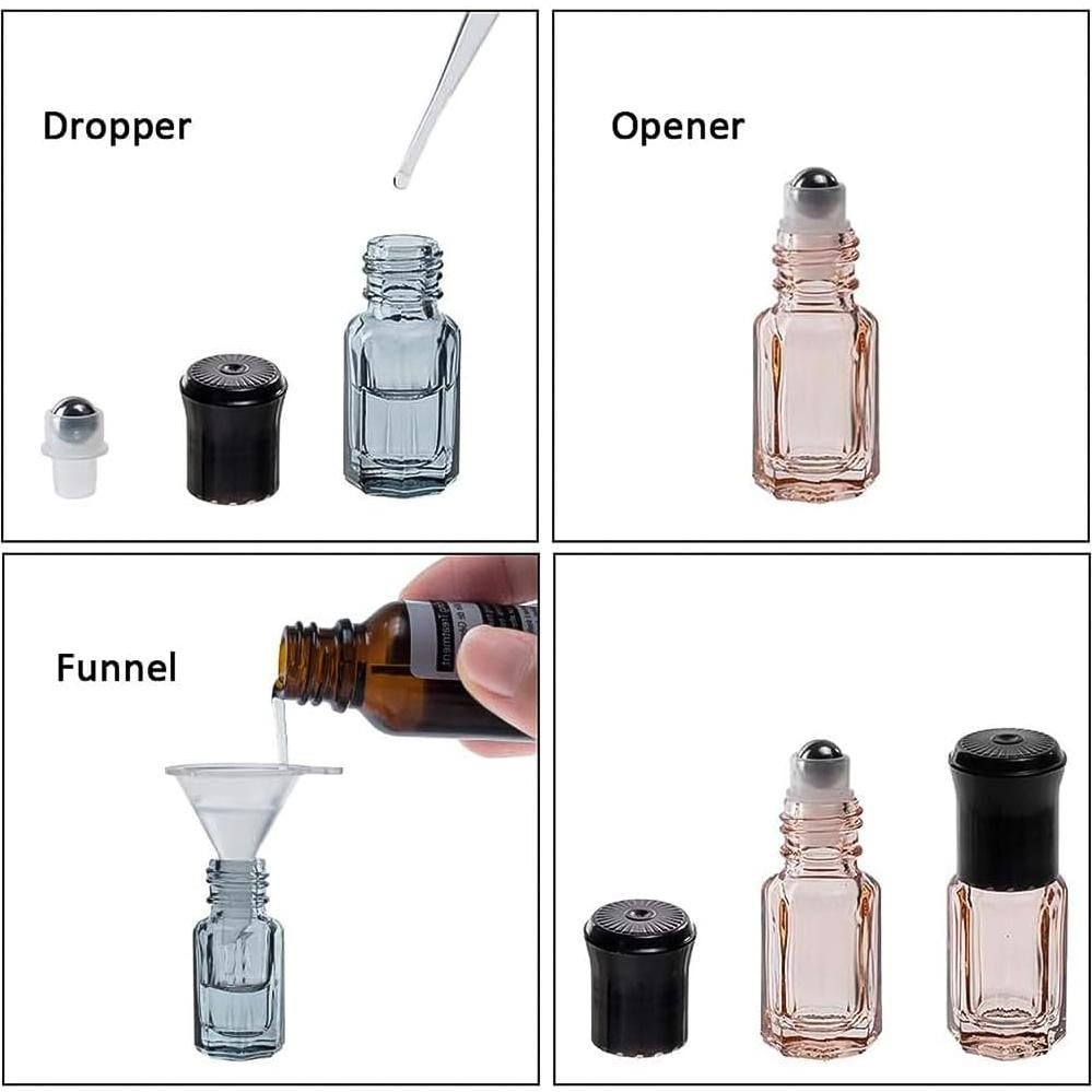 14 Botellas de Rodillo de Vidrio 3ml BENECREAT Aromaterapia