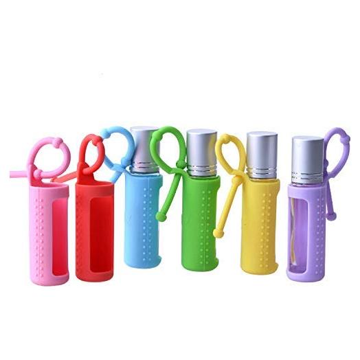 6 Fundas de Silicona para Botellas de Aceite Esencial Pinklife