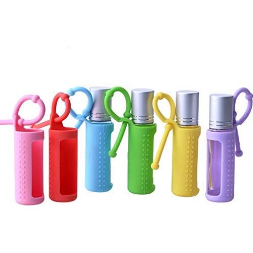 6 Fundas de Silicona para Botellas de Aceite Esencial Pinklife