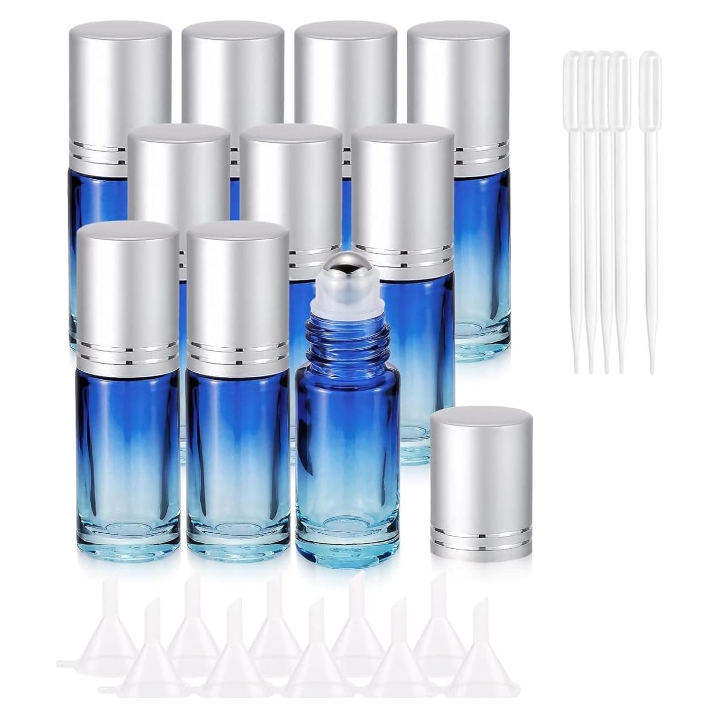 Botellas de Rodillo 5ml JIUWU Vidrio Azul A Prueba de Fugas