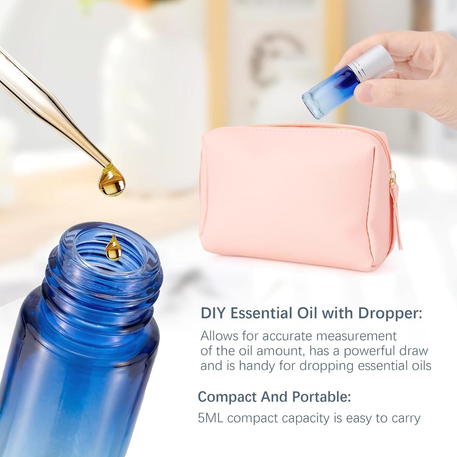 Botellas de Rodillo 5ml JIUWU Vidrio Azul A Prueba de Fugas