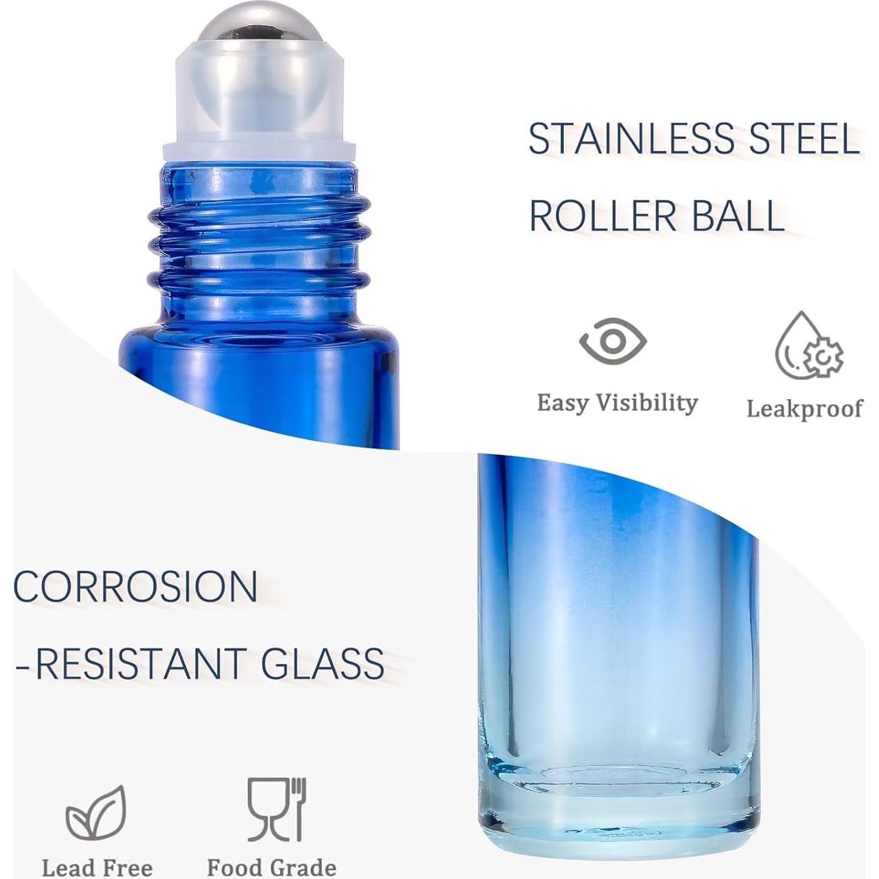 Botellas de Rodillo 5ml JIUWU Vidrio Azul A Prueba de Fugas