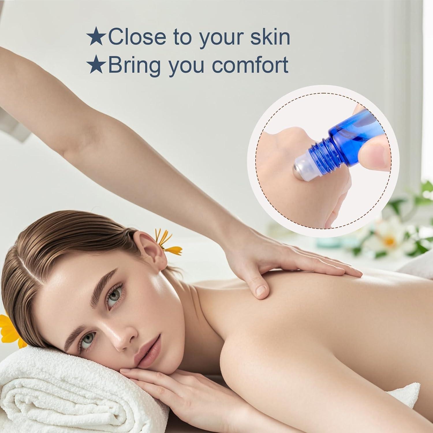 Botellas de Rodillo 5ml JIUWU Vidrio Azul A Prueba de Fugas