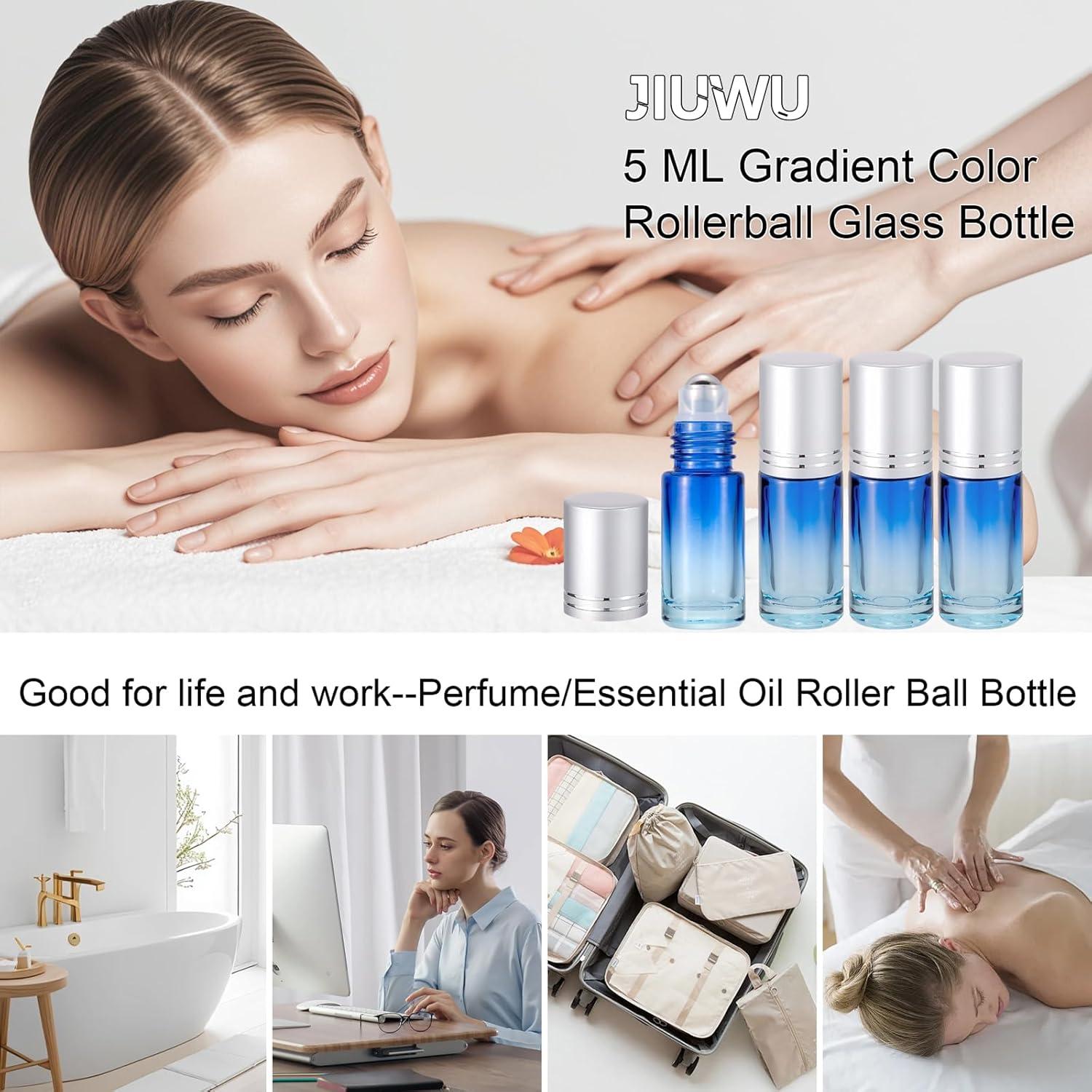 Botellas de Rodillo 5ml JIUWU Vidrio Azul A Prueba de Fugas