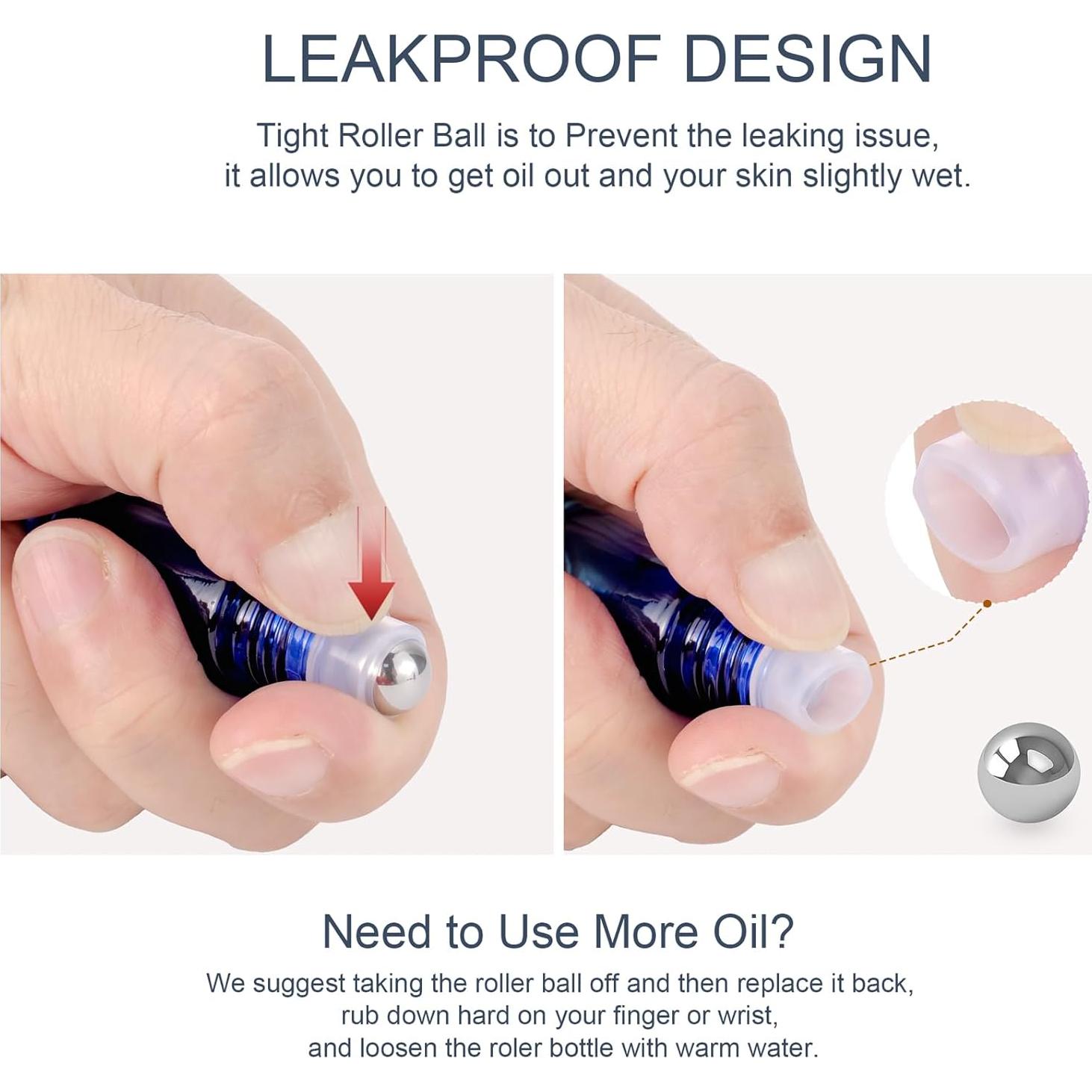 Botellas de Rodillo 5ml JIUWU Vidrio Azul A Prueba de Fugas