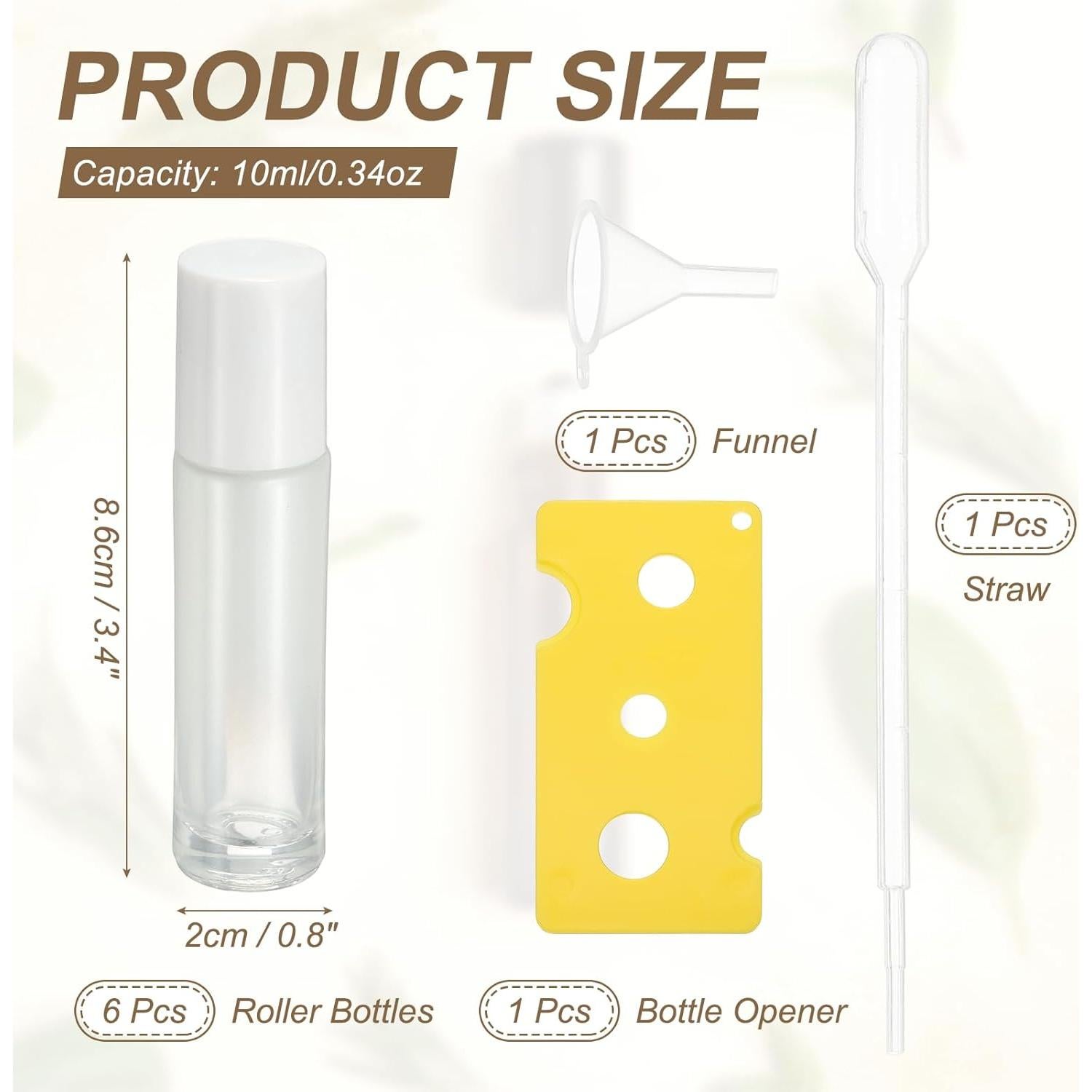 5 Botellas de Rodillo de Aceite Esencial uxcell 10ml Vidrio