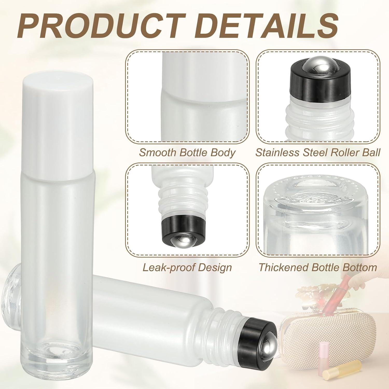 5 Botellas de Rodillo de Aceite Esencial uxcell 10ml Vidrio