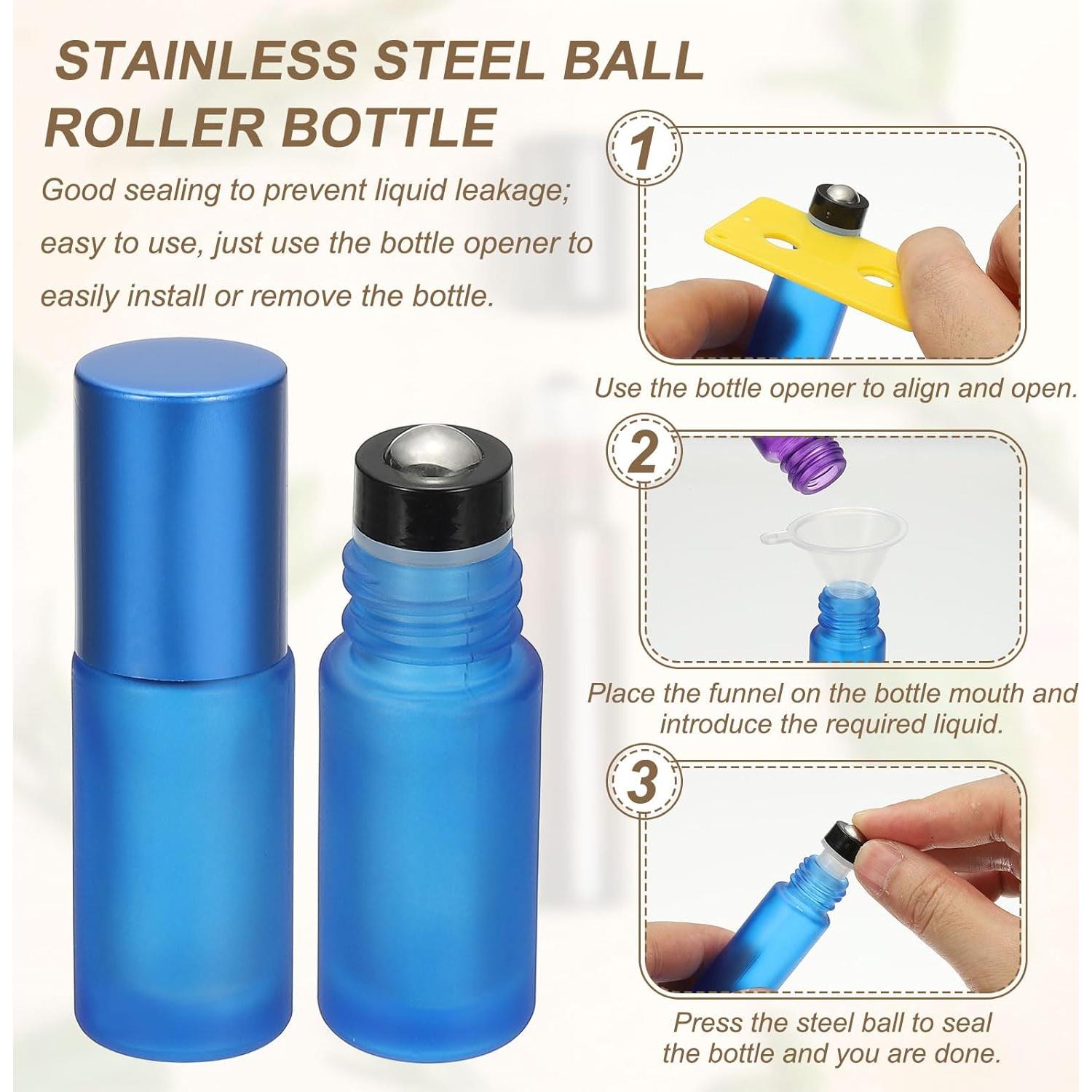 5 Botellas de Rodillo de Aceite Esencial uxcell 10ml Vidrio