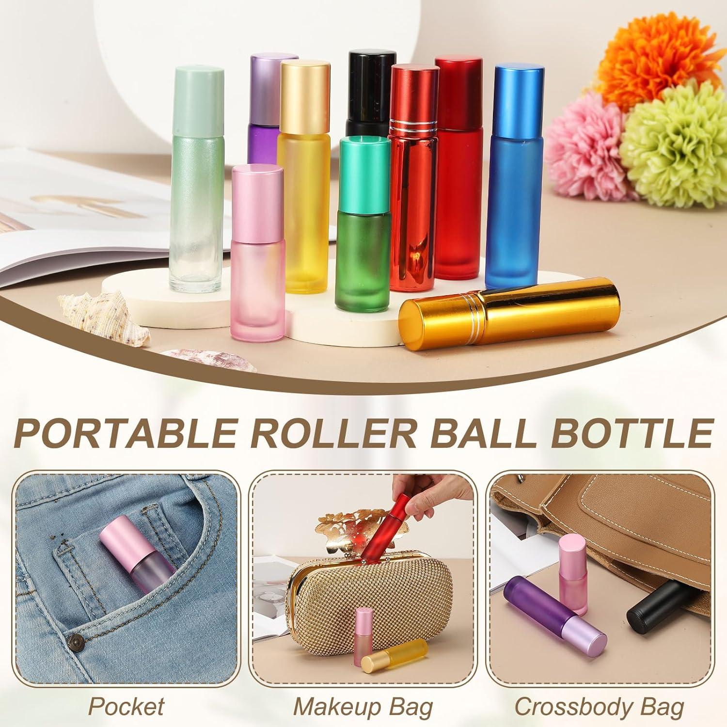 5 Botellas de Rodillo de Aceite Esencial uxcell 10ml Vidrio