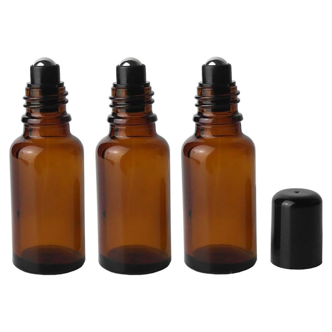 Set de 3 Botellas de Rodillo de Vidrio Ámbar 30ml Erioctry