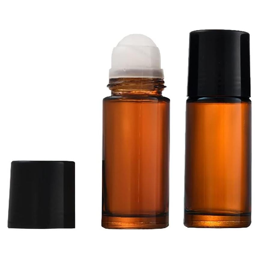 4 Botellas de Vidrio 50ml con Rodillo ccHuDE para Aceites