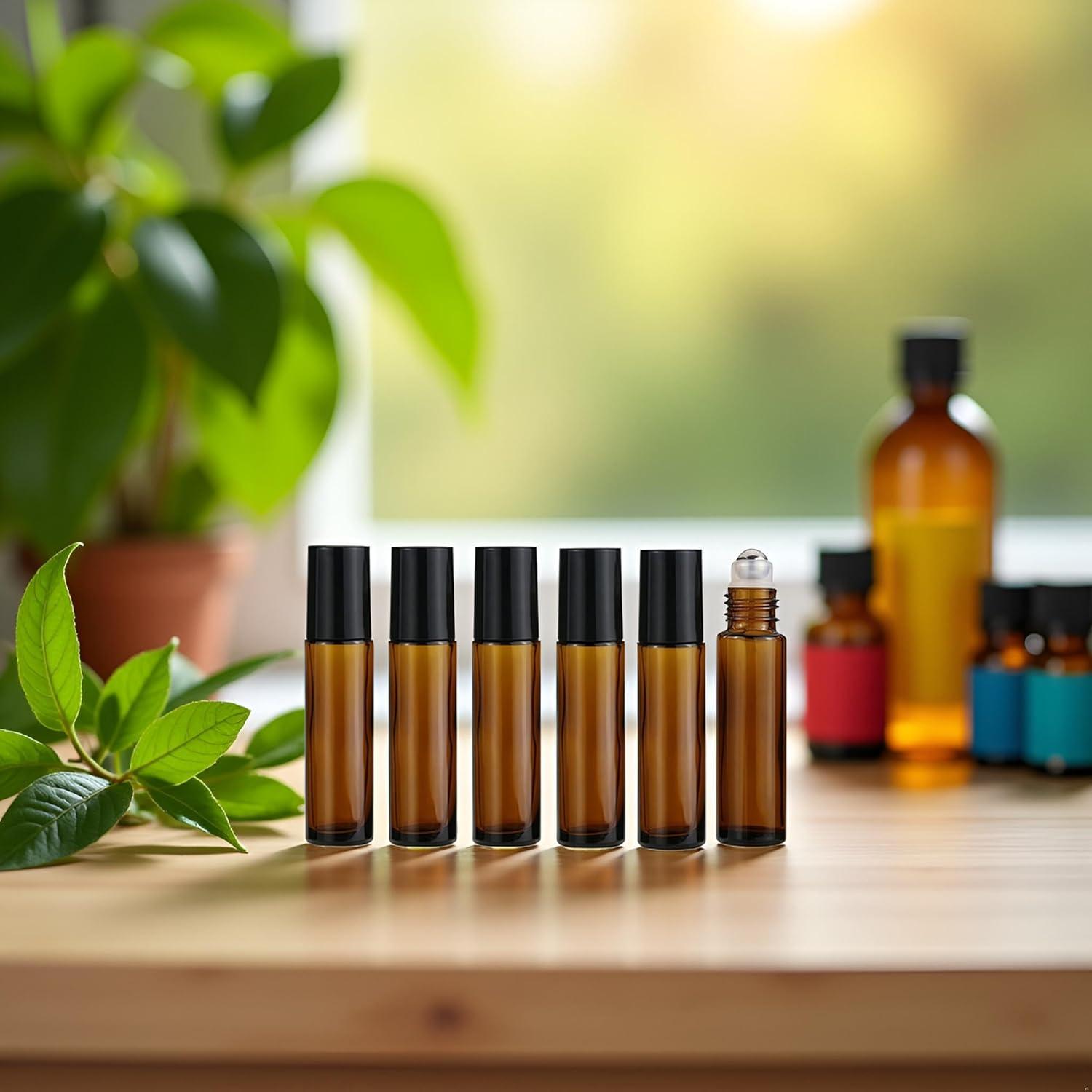 Botellas de Rodillo de Vidrio 10ml WsjiaboFux - 6 Pcs Rellenables