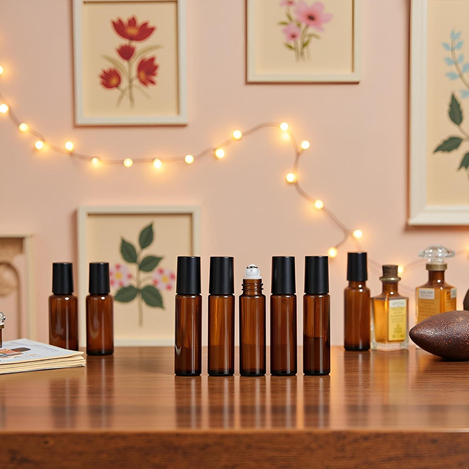 Botellas de Rodillo de Vidrio 10ml WsjiaboFux - 6 Pcs Rellenables