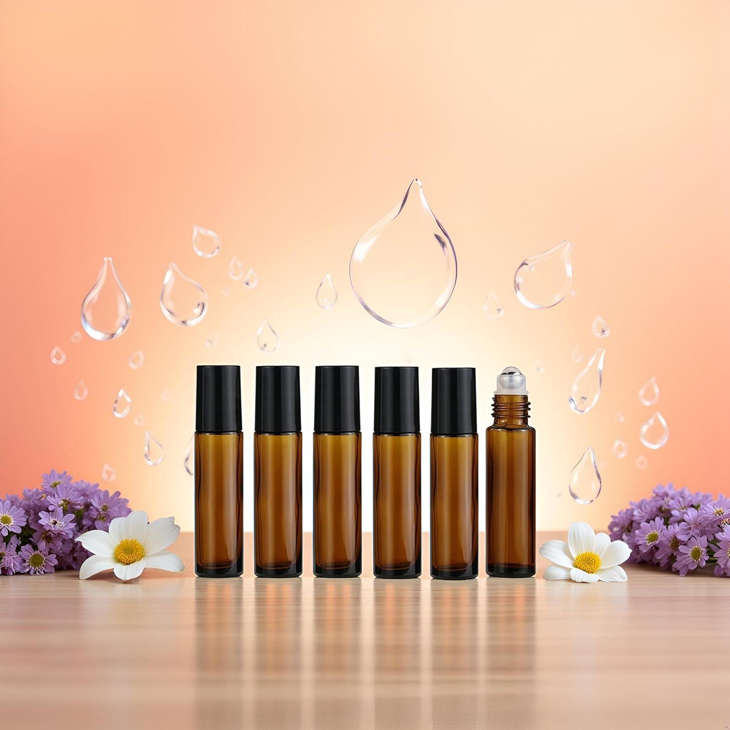 Botellas de Rodillo de Vidrio 10ml WsjiaboFux - 6 Pcs Rellenables