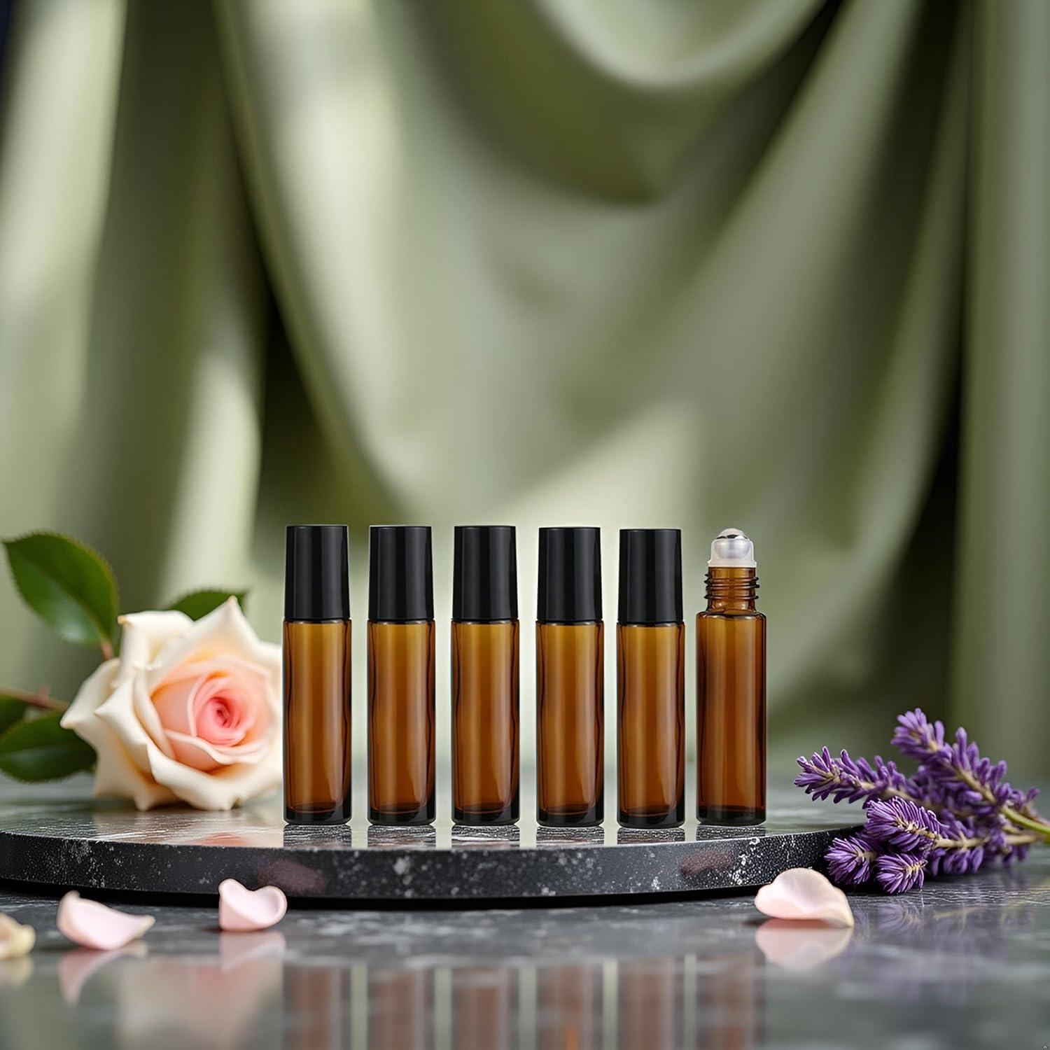 Botellas de Rodillo de Vidrio 10ml WsjiaboFux - 6 Pcs Rellenables