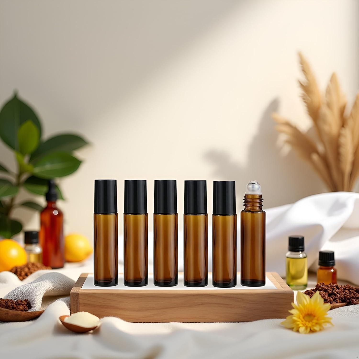 Botellas de Rodillo de Vidrio 10ml WsjiaboFux - 6 Pcs Rellenables