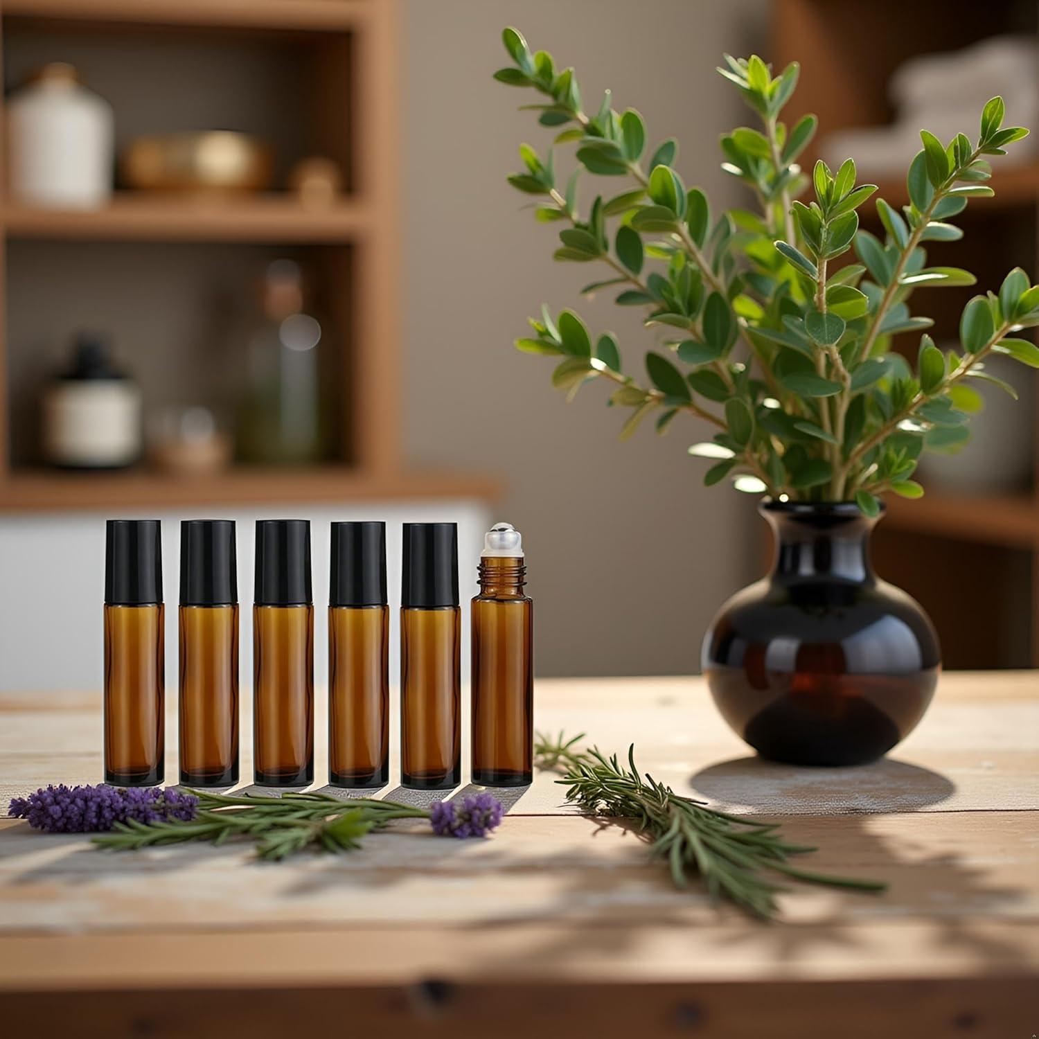 Botellas de Rodillo de Vidrio 10ml WsjiaboFux - 6 Pcs Rellenables