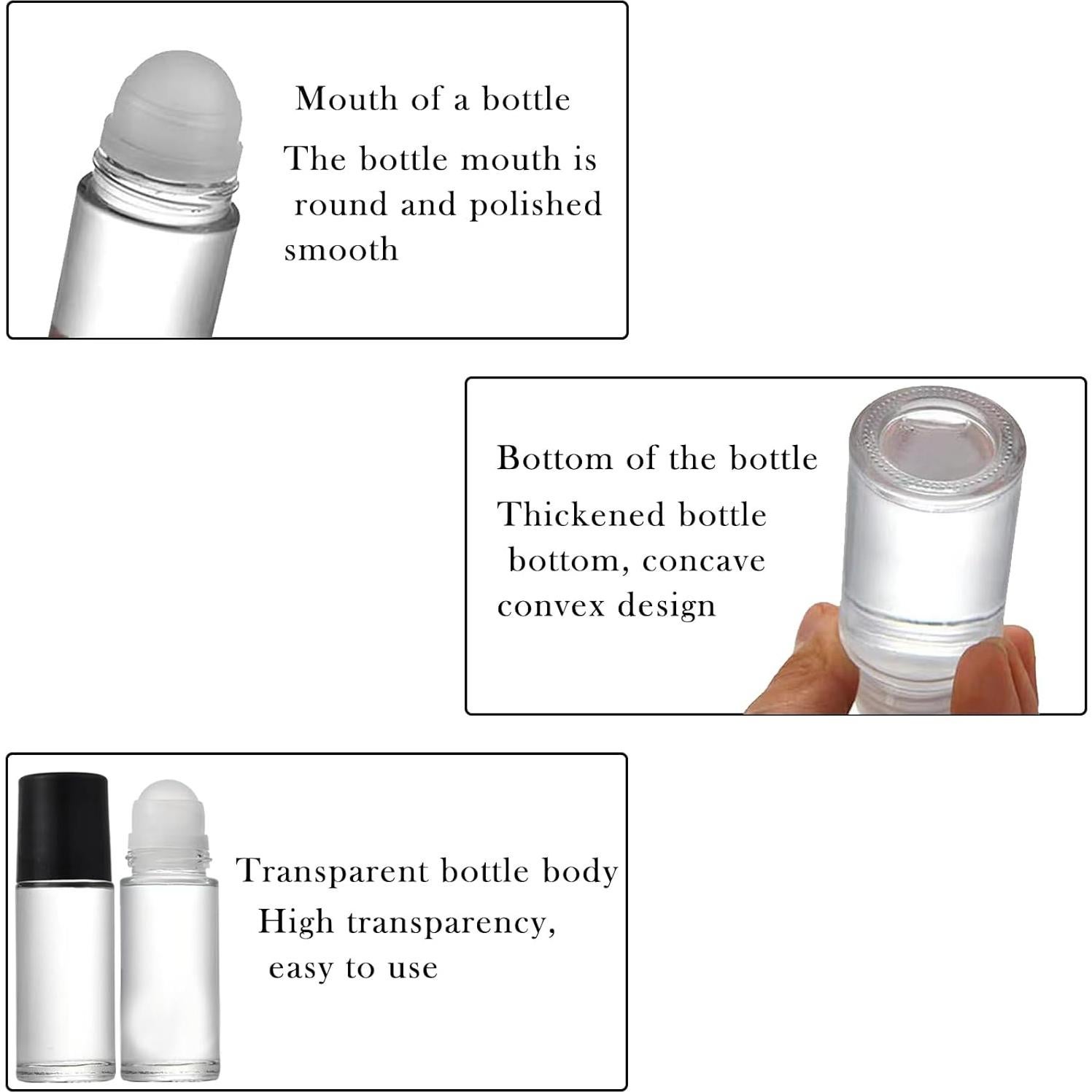 4 Botellas de Rodillo de Vidrio 30ml PYAWI con Accesorios