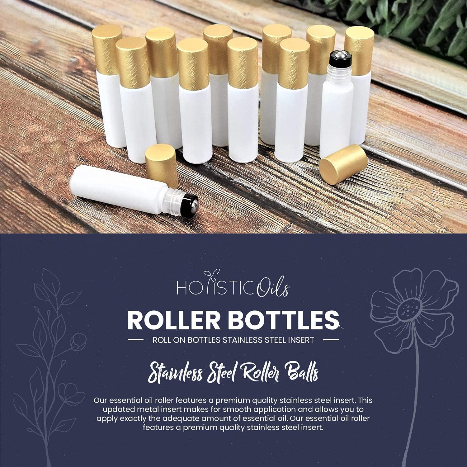 Paquete de 12 botellas de vidrio 10ml Aceites Holísticos con rodillo