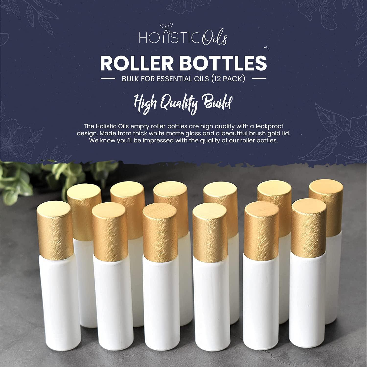 Paquete de 12 botellas de vidrio 10ml Aceites Holísticos con rodillo