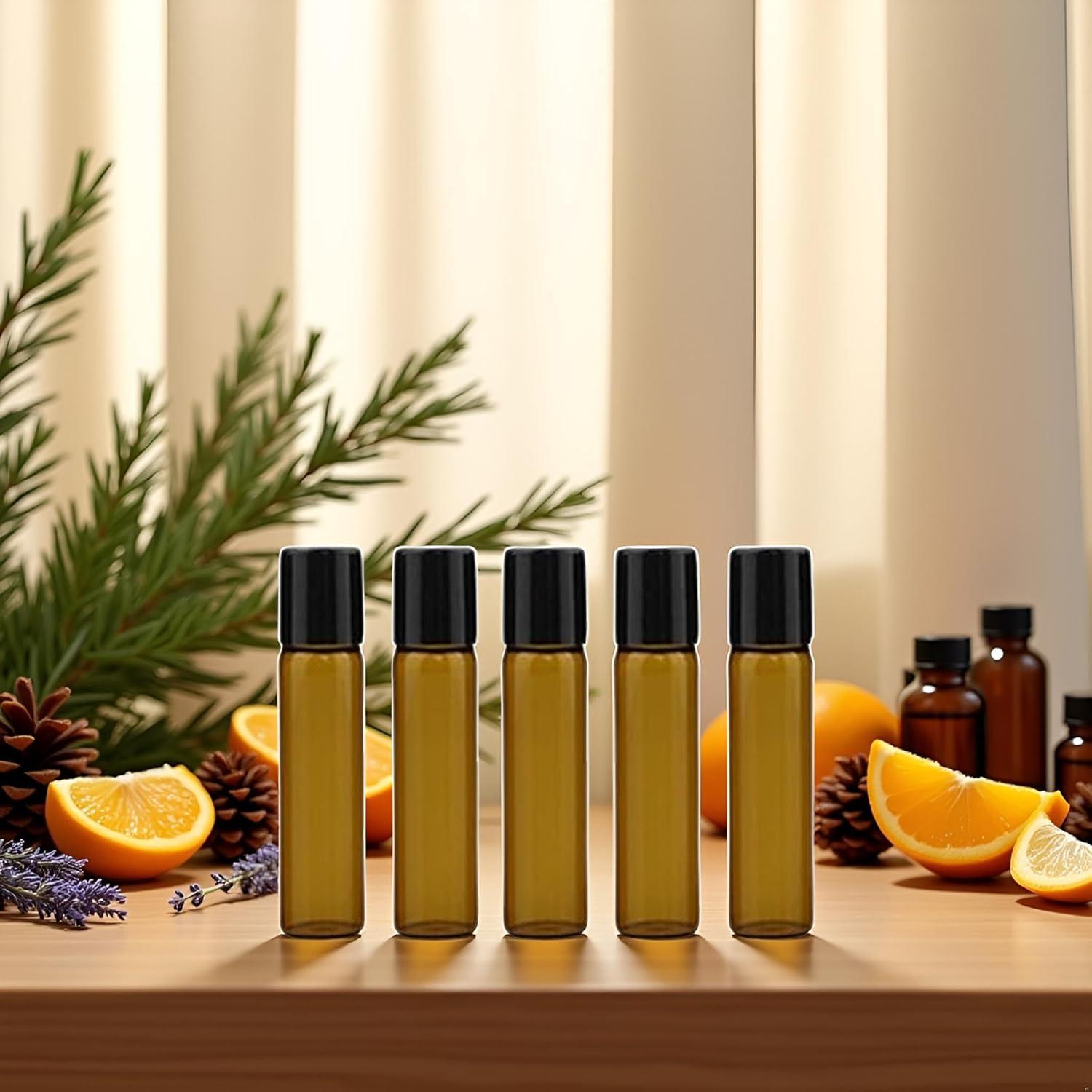 5 Botellas de Vidrio 5ml Roll On Marrón Rosojodg para Aceites