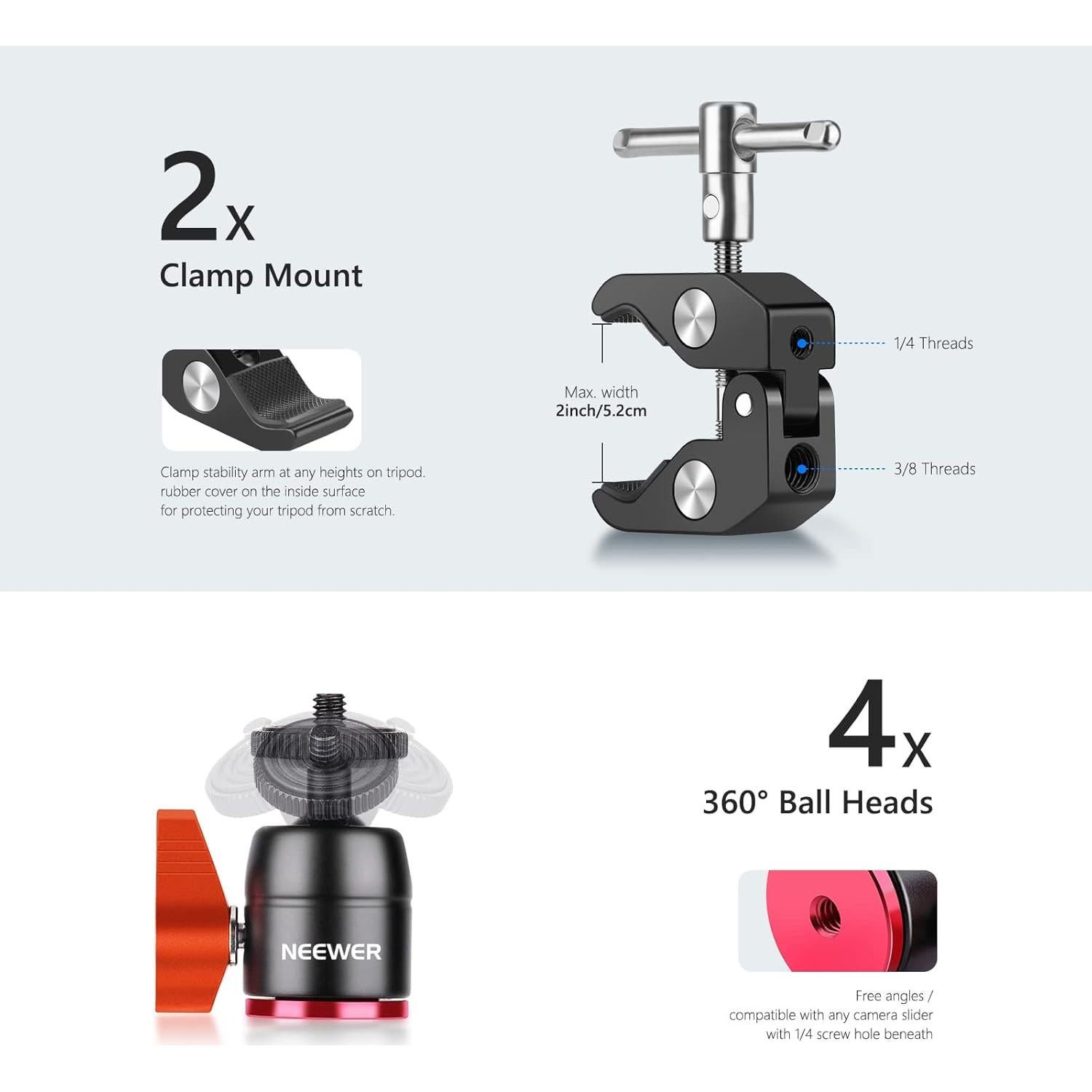 Brazo de Soporte Ajustable Neewer para Deslizador de Cámara 2 Unidades