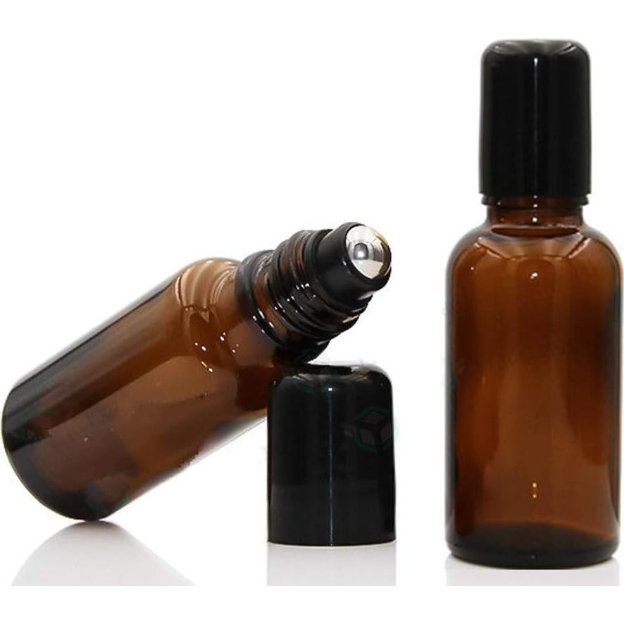 3 Botellas de Vidrio Ámbar 20ml con Bola de Acero Inoxidable