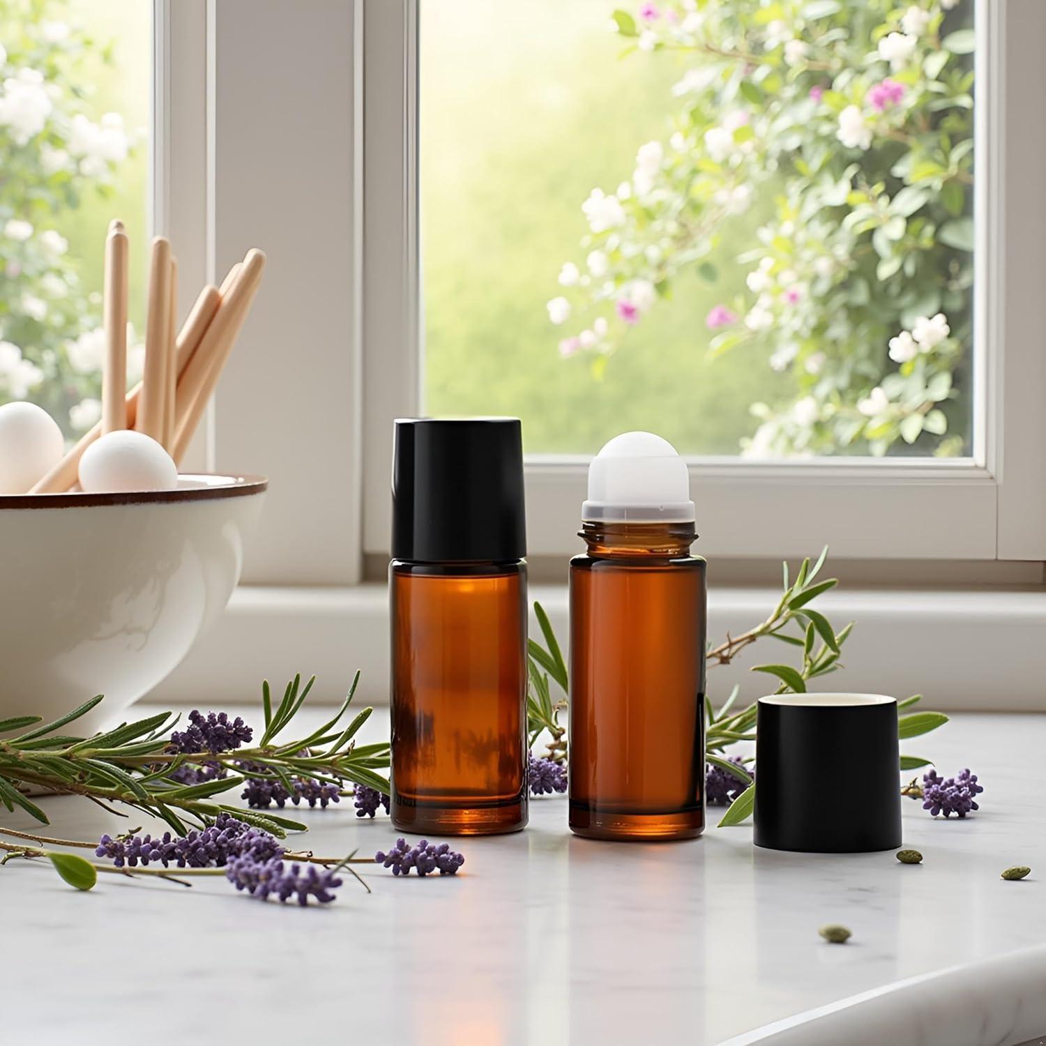 2 Botellas de Vidrio Marrón 30ml con Rodillo Galepromot