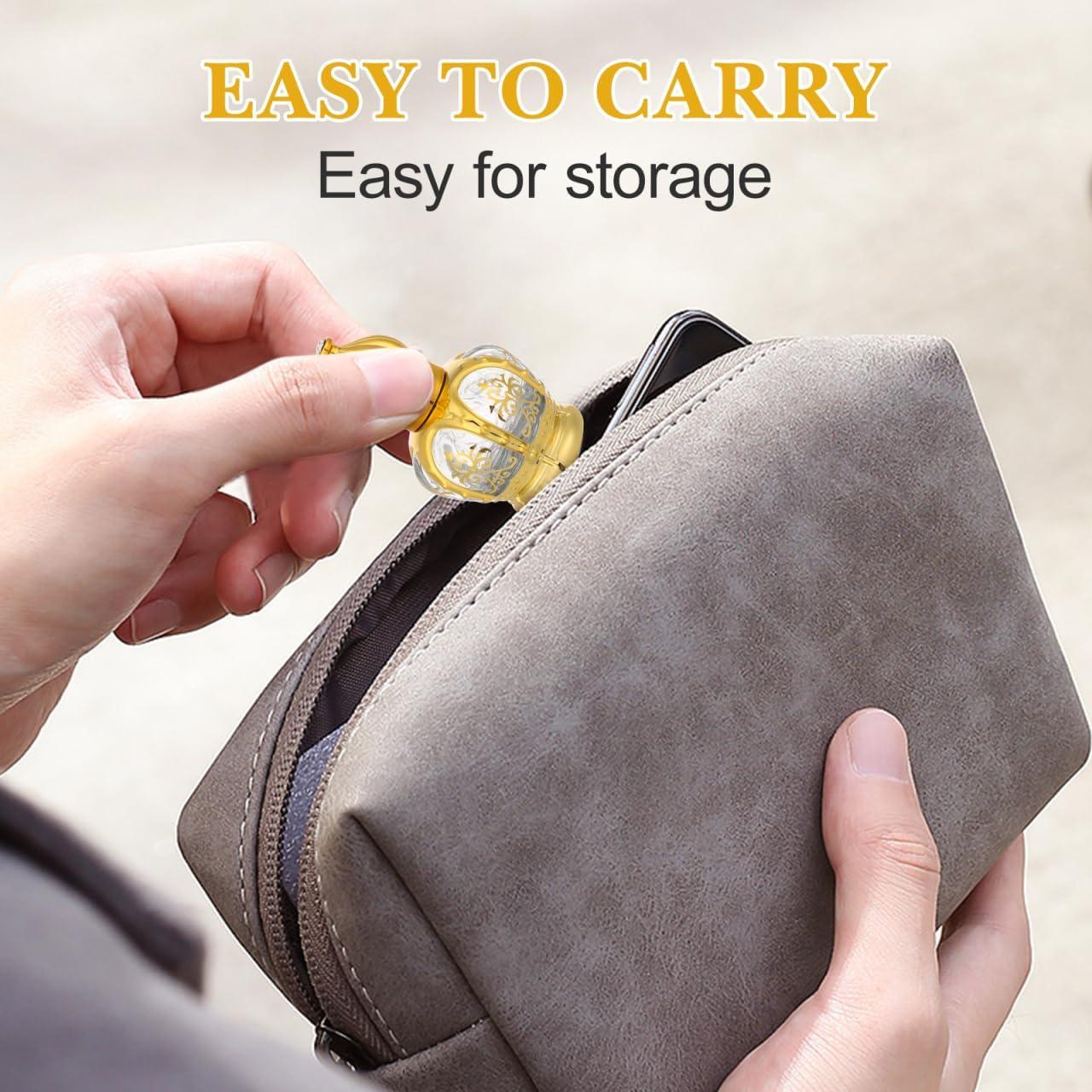 2 Botellas de Cristal Árabes con Rodillo 15ml Beavorty Doradas