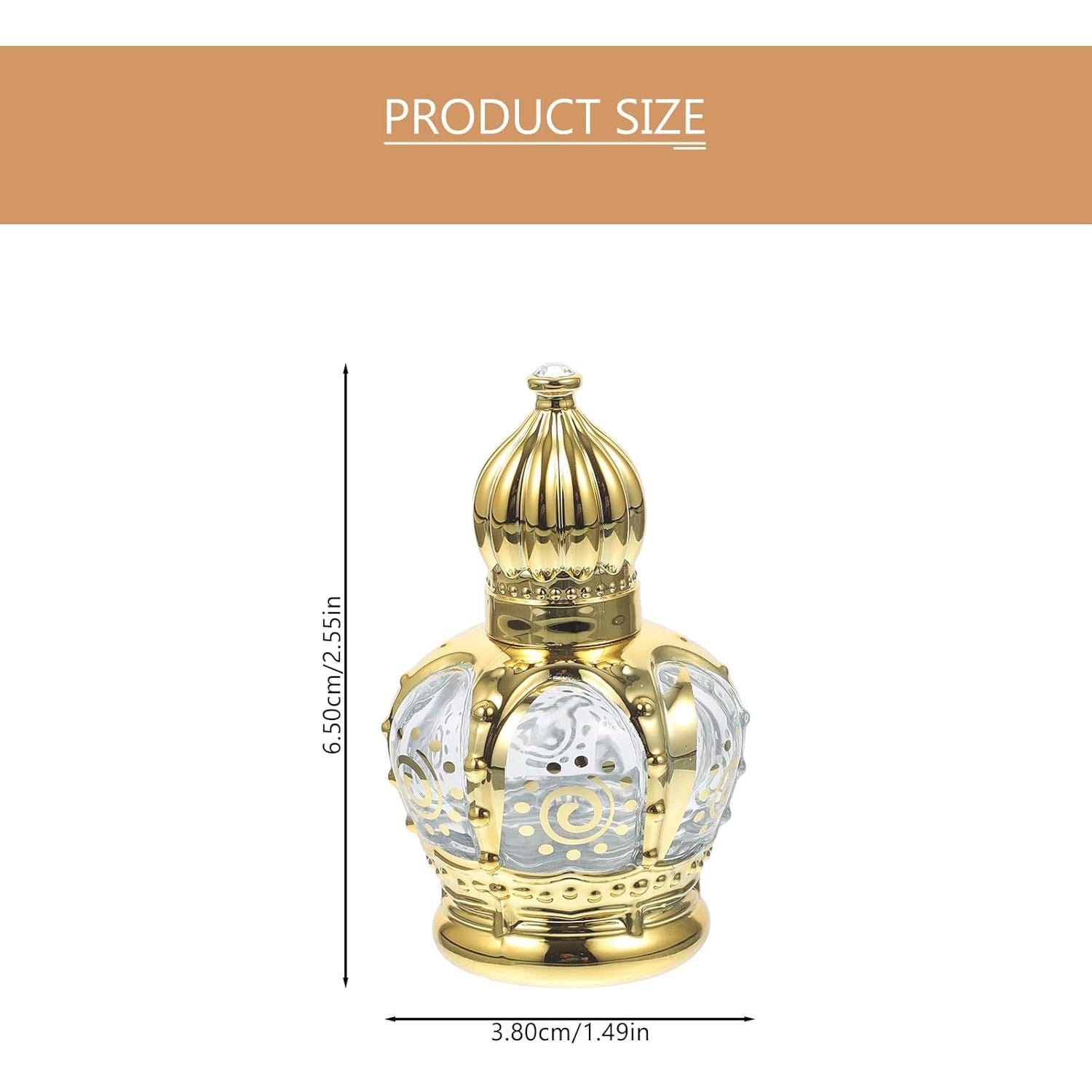 2 Botellas de Cristal Árabes con Rodillo 15ml Beavorty Doradas