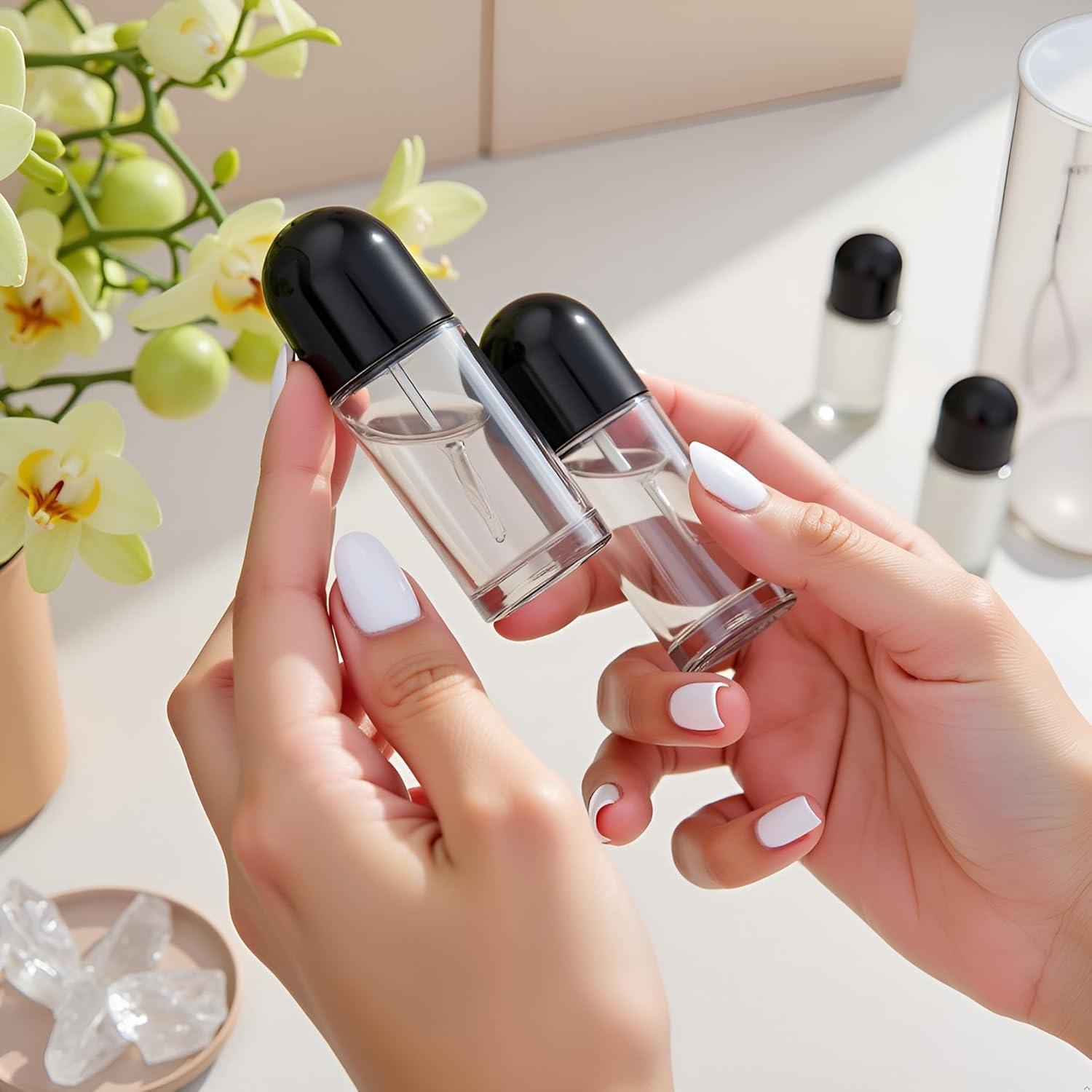 Juego de 2 Botellas de Vidrio 50ml Tnyvm con Rodillo