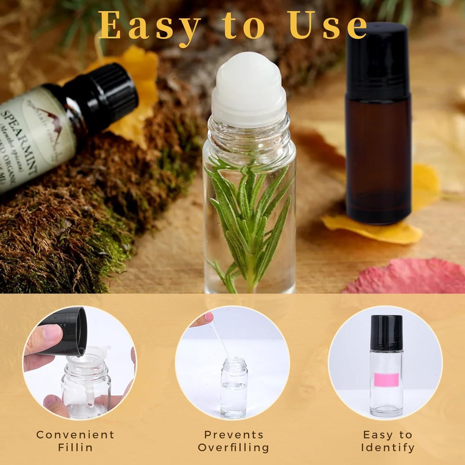 2 Botellas de Rodillo de Aceite Esencial IEMIEBSHA 50ml Vidrio