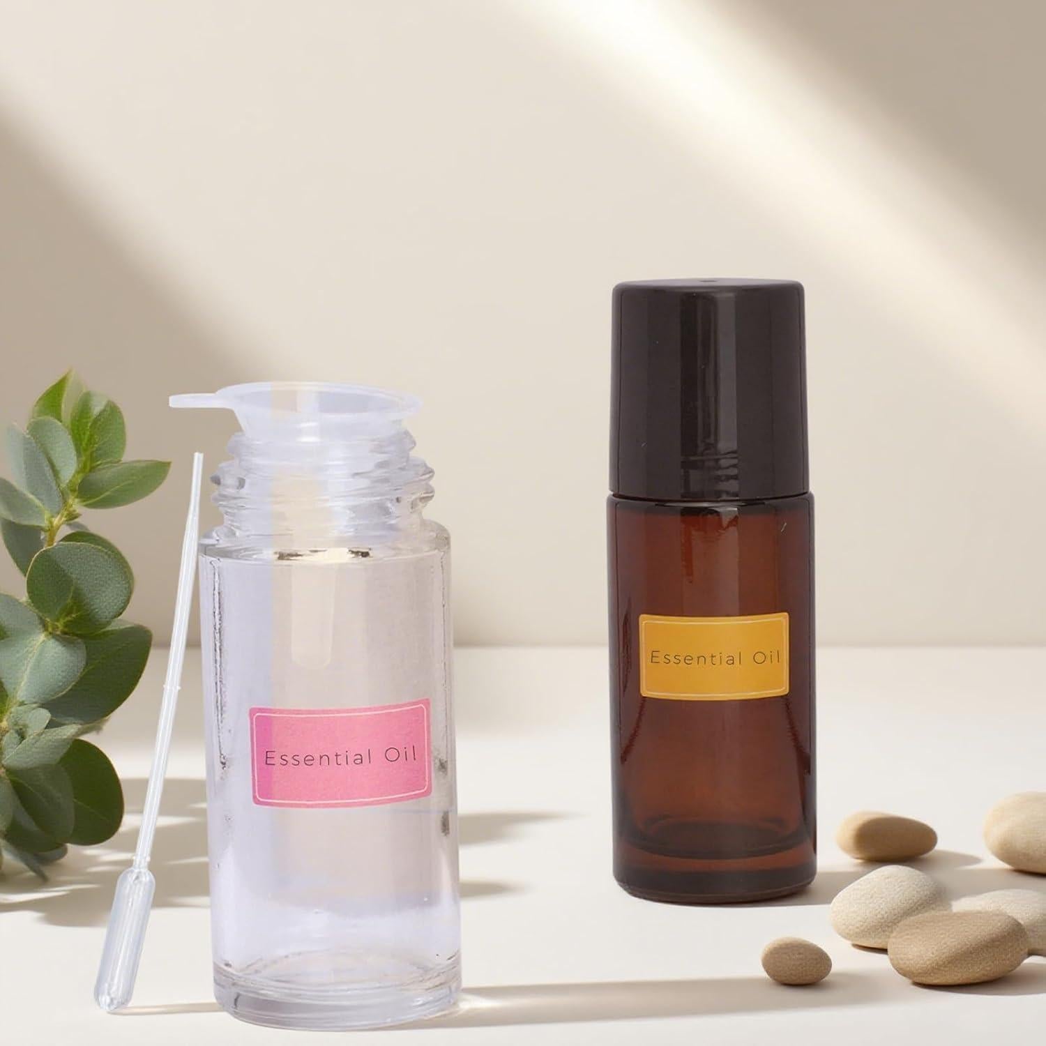 2 Botellas de Rodillo de Aceite Esencial IEMIEBSHA 50ml Vidrio