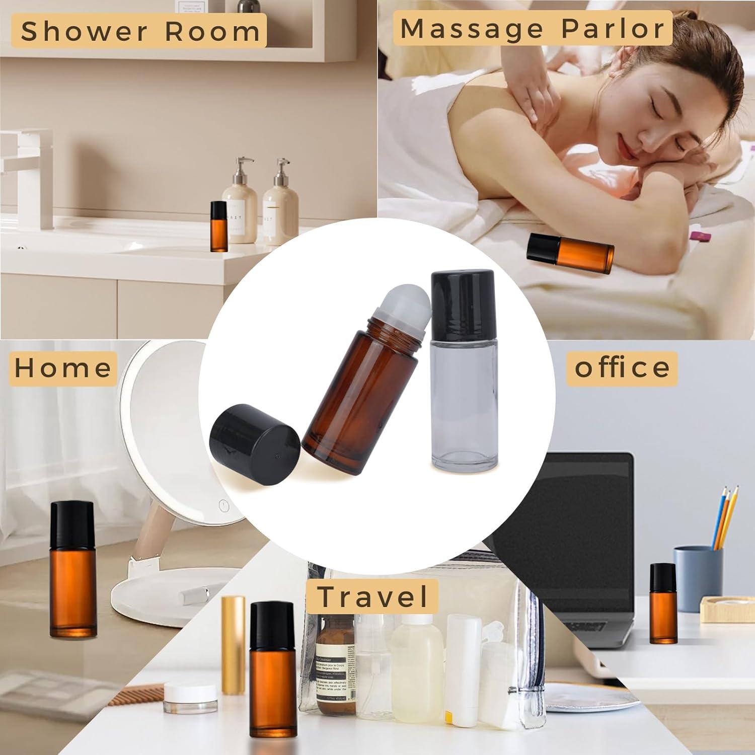 2 Botellas de Rodillo de Aceite Esencial IEMIEBSHA 50ml Vidrio