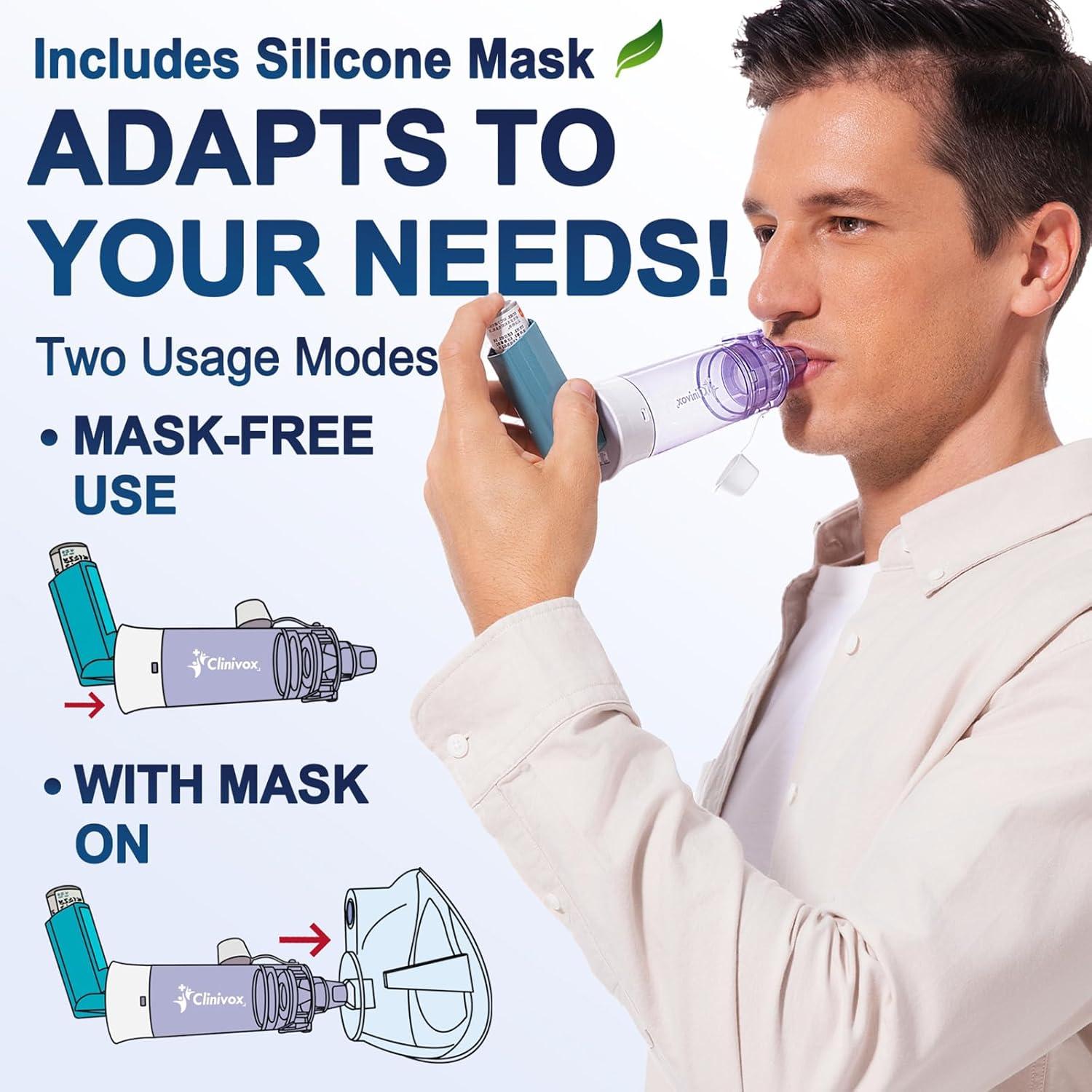 Espaciador para Inhalador Clinivox con Máscara de Silicona